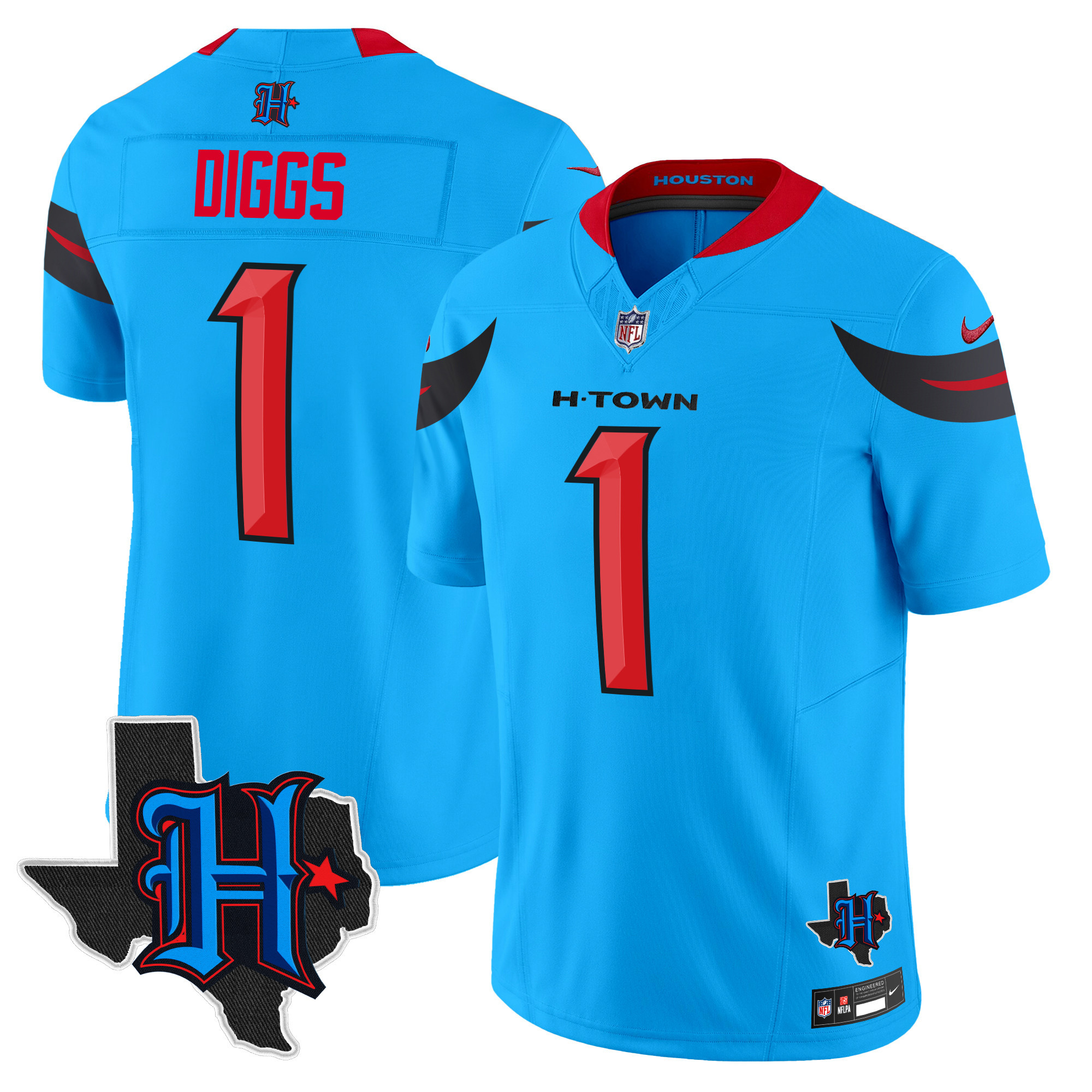 Men's Stefon Diggs Houston Texans 2024 Texas Patch Vapor Limited Blue Jersey V3 - All Stitched