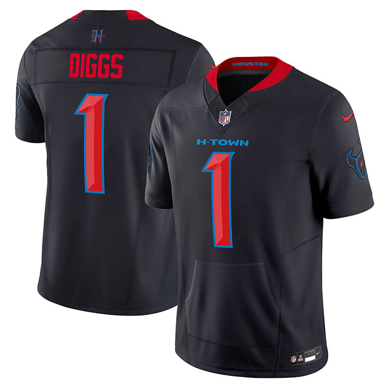 Men's Stefon Diggs Houston Texans 2024 Vapor Hand Warmer Navy Limited Jersey - All Stitched