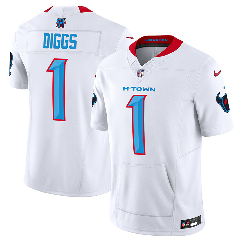 Men's Stefon Diggs Houston Texans 2024 Vapor Hand Warmer White Jersey - All Stitched