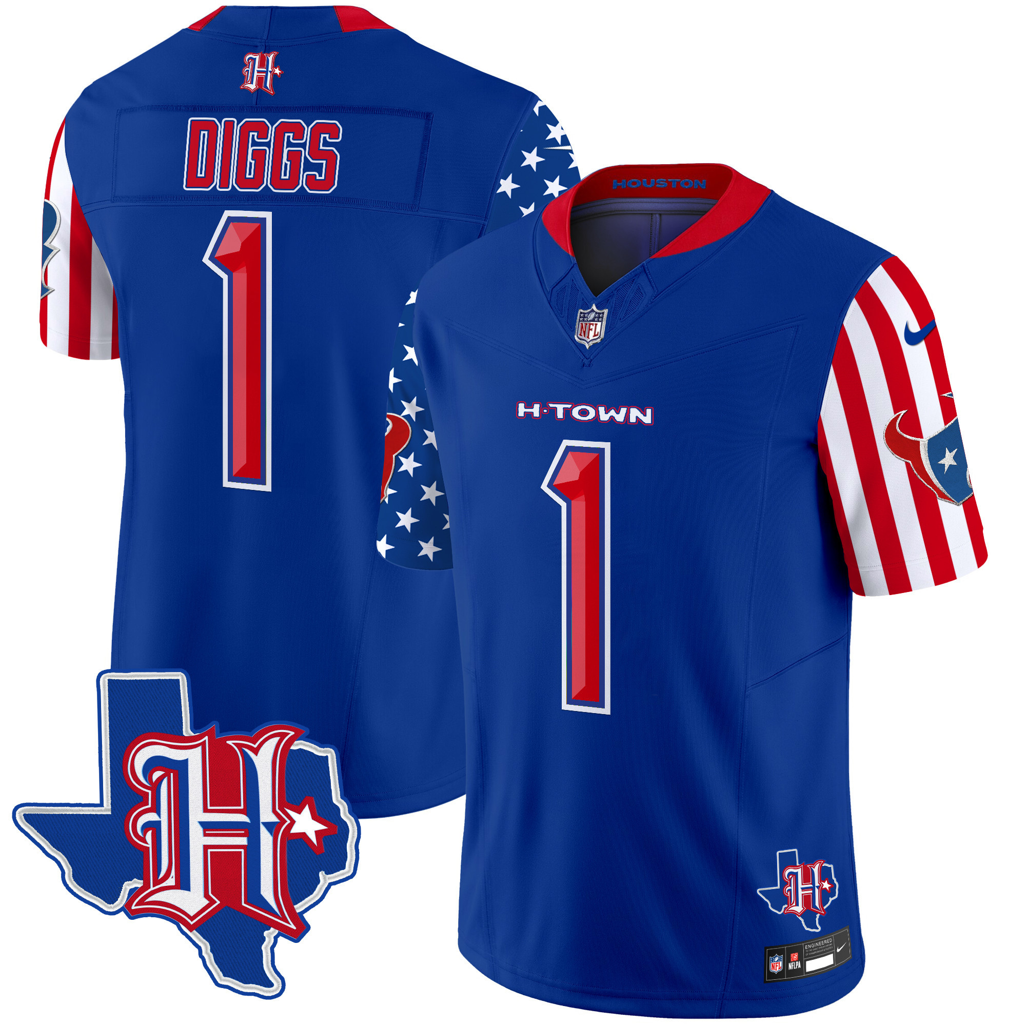 Men's Stefon Diggs Houston Texans American Style Vapor Limited Royal Jersey - All Stitched