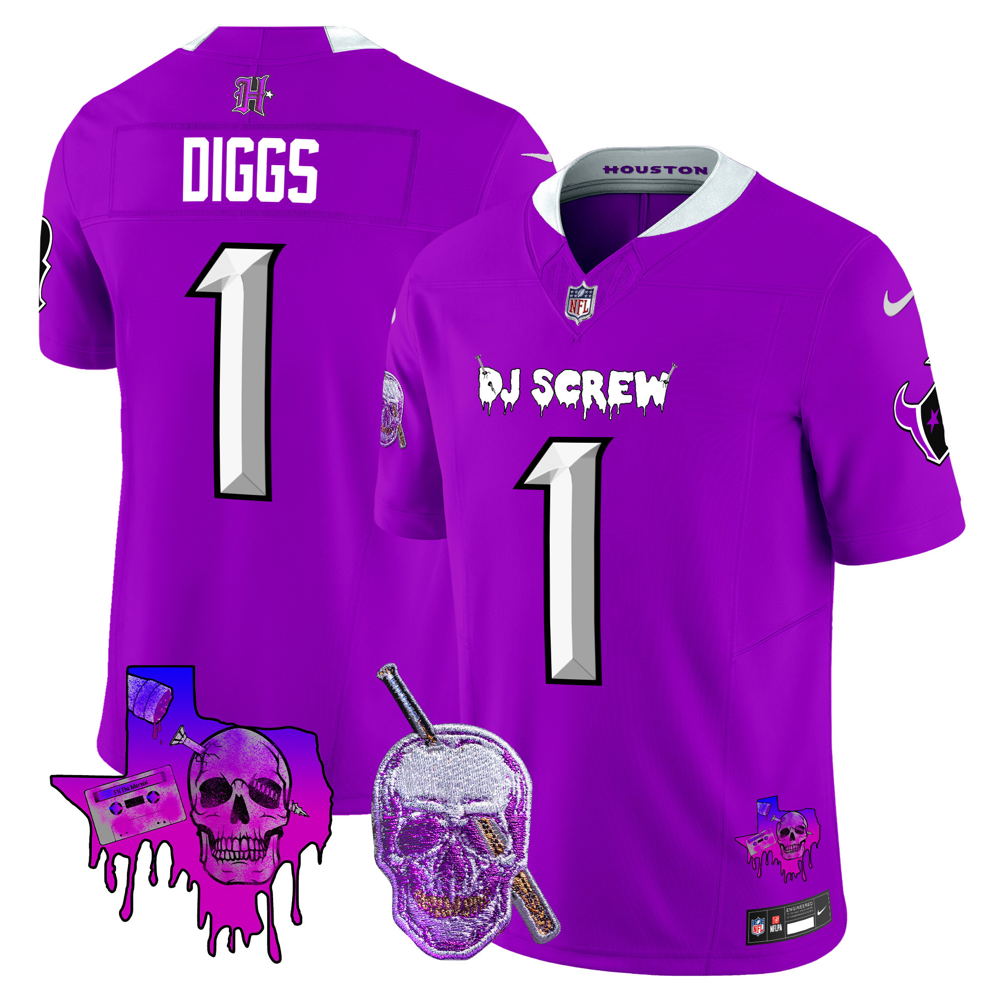 Men's Stefon Diggs Houston Texans DJ Screw Vapor Limited Purple Jersey - All Stitched