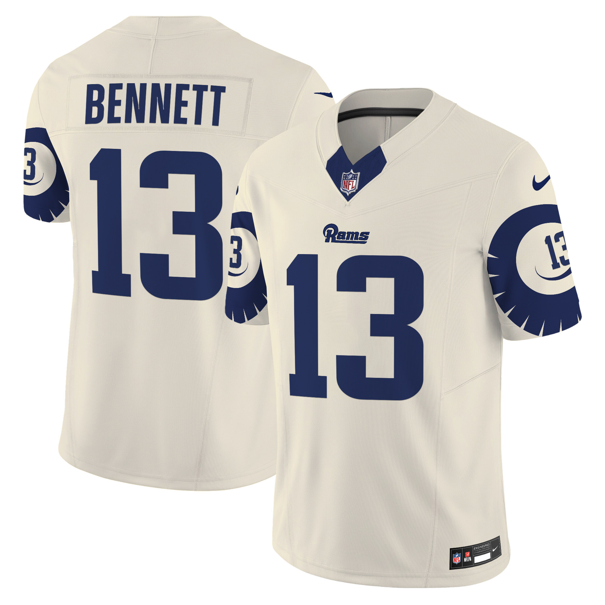 Men's Stetson Bennett Los Angeles Rams Special Vapor Limited Bone Jersey - All Stitched