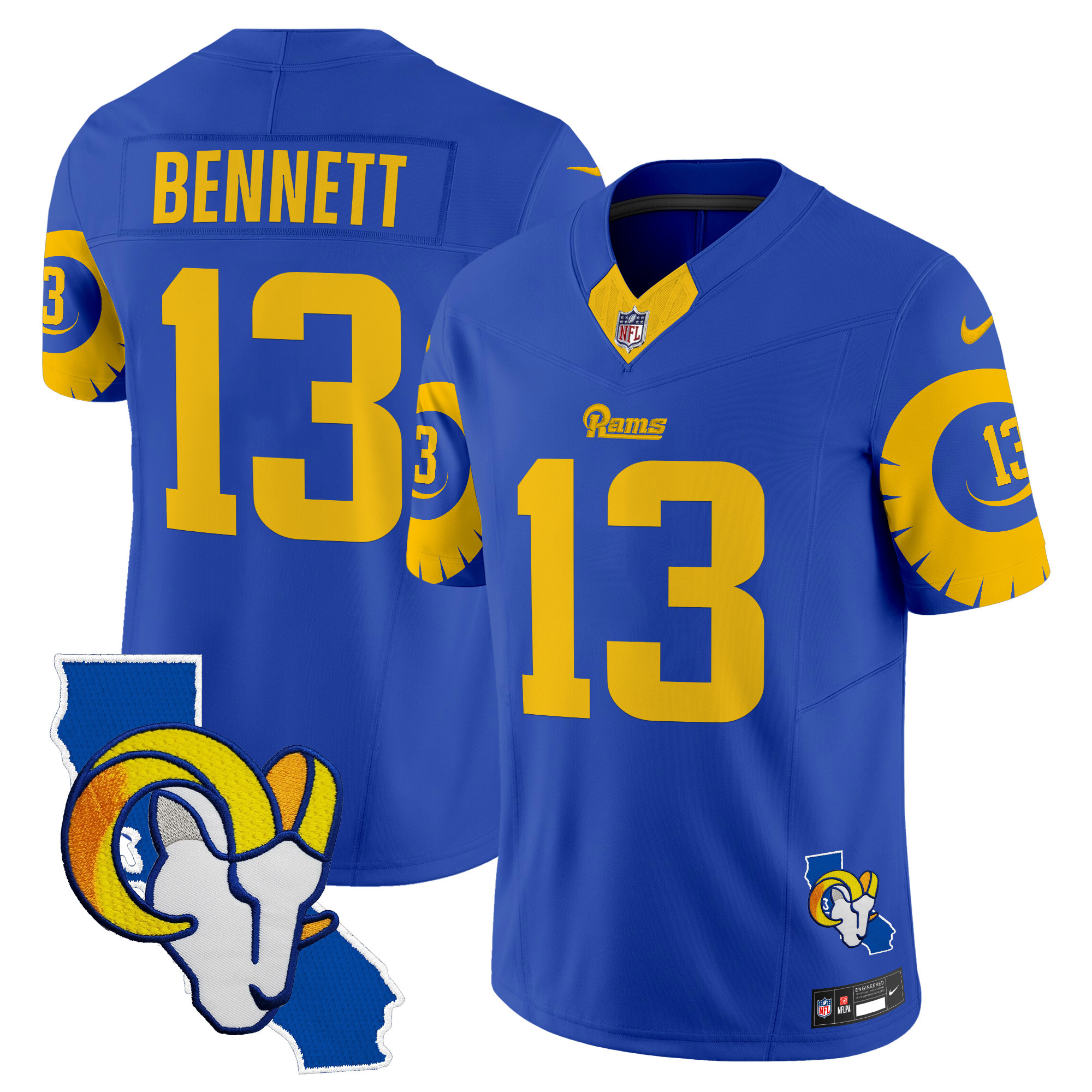 Men's Stetson Bennett Los Angeles Rams Special Vapor Limited Royal Jersey V2 - All Stitched