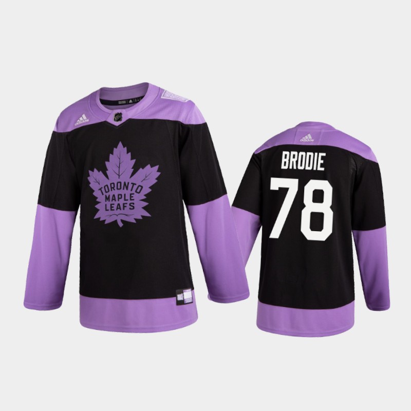 Men's T. J. Brodie #78 Toronto Maple Leafs 2020 Fights Cancer Black Practice Jersey
