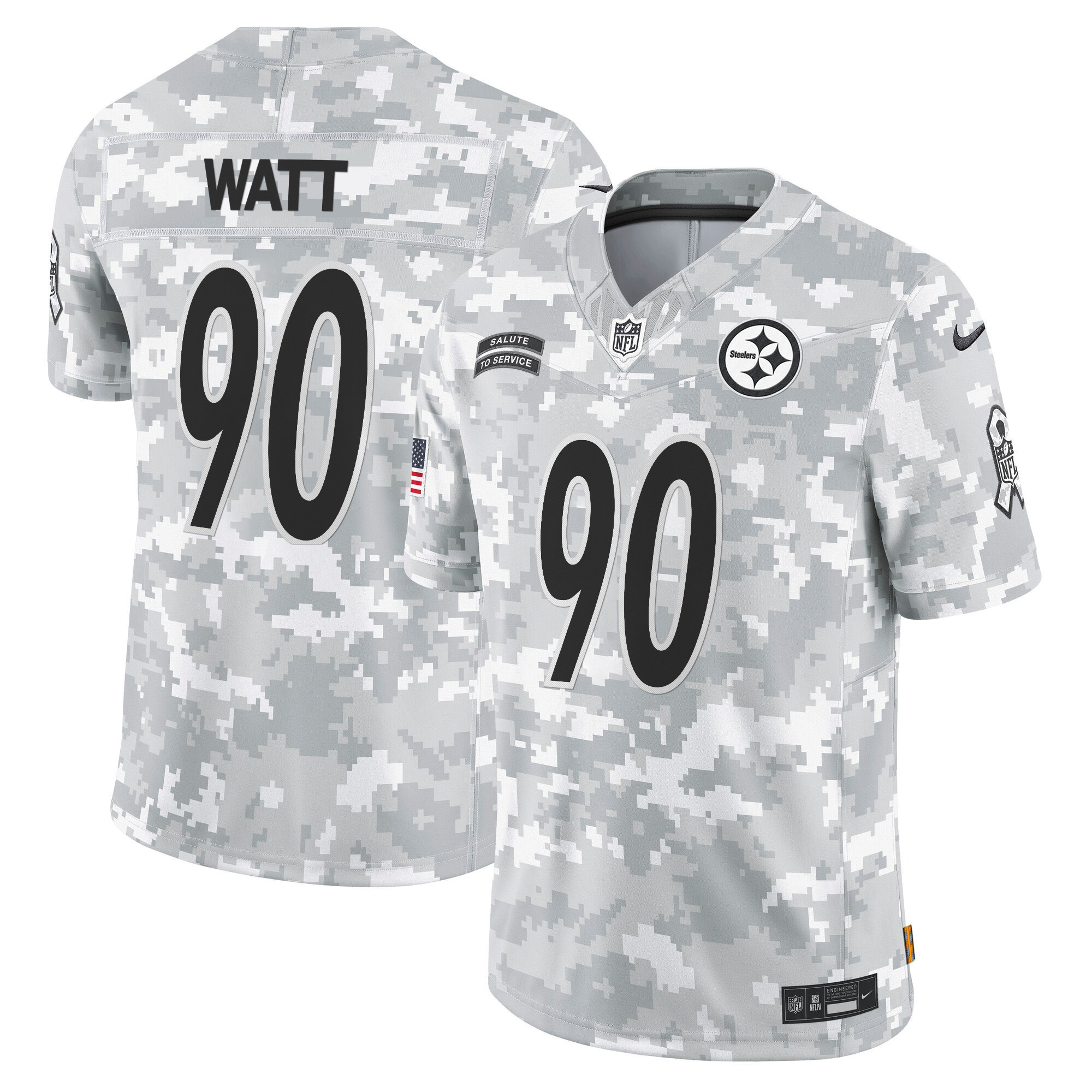 Men's T. J. Watt Pittsburgh Steelers 2024 Salute to Service Vapor Limited Jersey - Arctic Camo - All Stitched