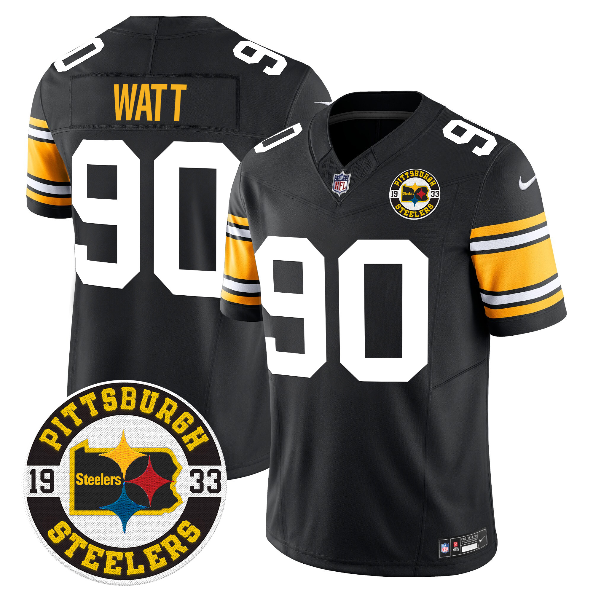 Men's T. J. Watt Pittsburgh Steelers 2024 Vapor Limited 1975 Throwback Jersey - All Stitched