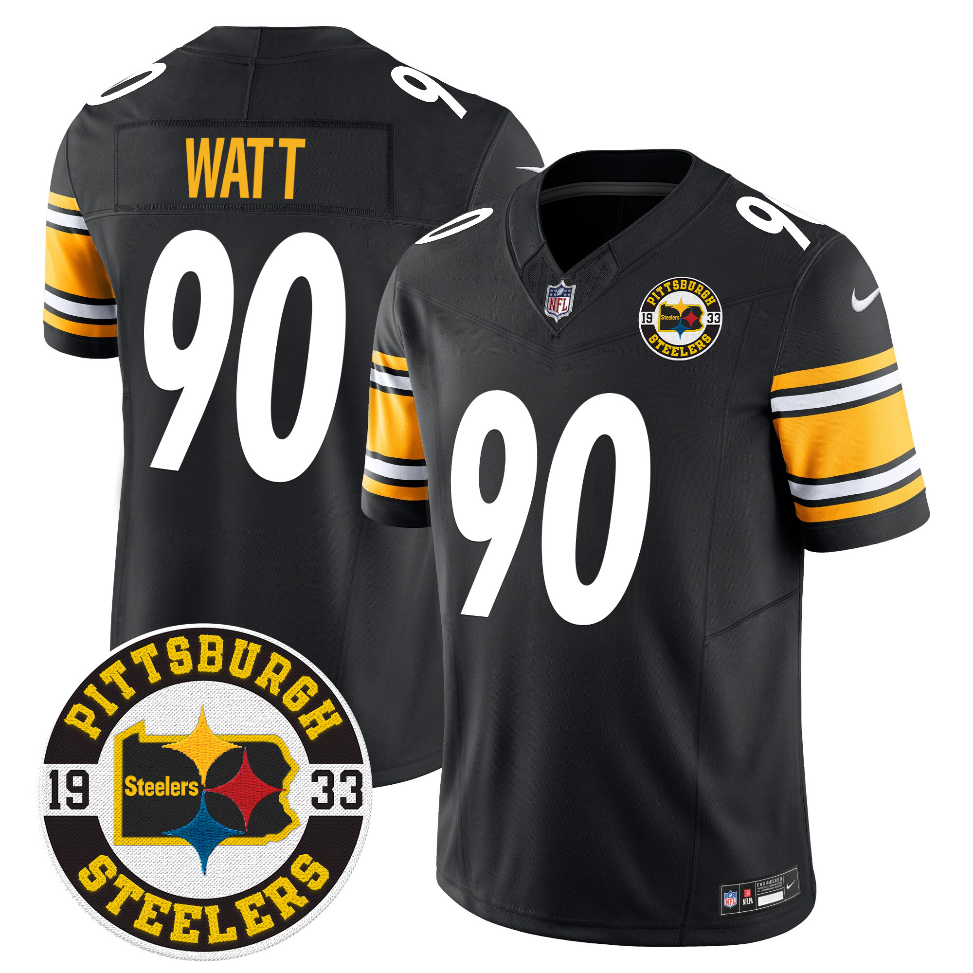 Men's T. J. Watt Pittsburgh Steelers 2024 Vapor Limited Black Jersey - All Stitched