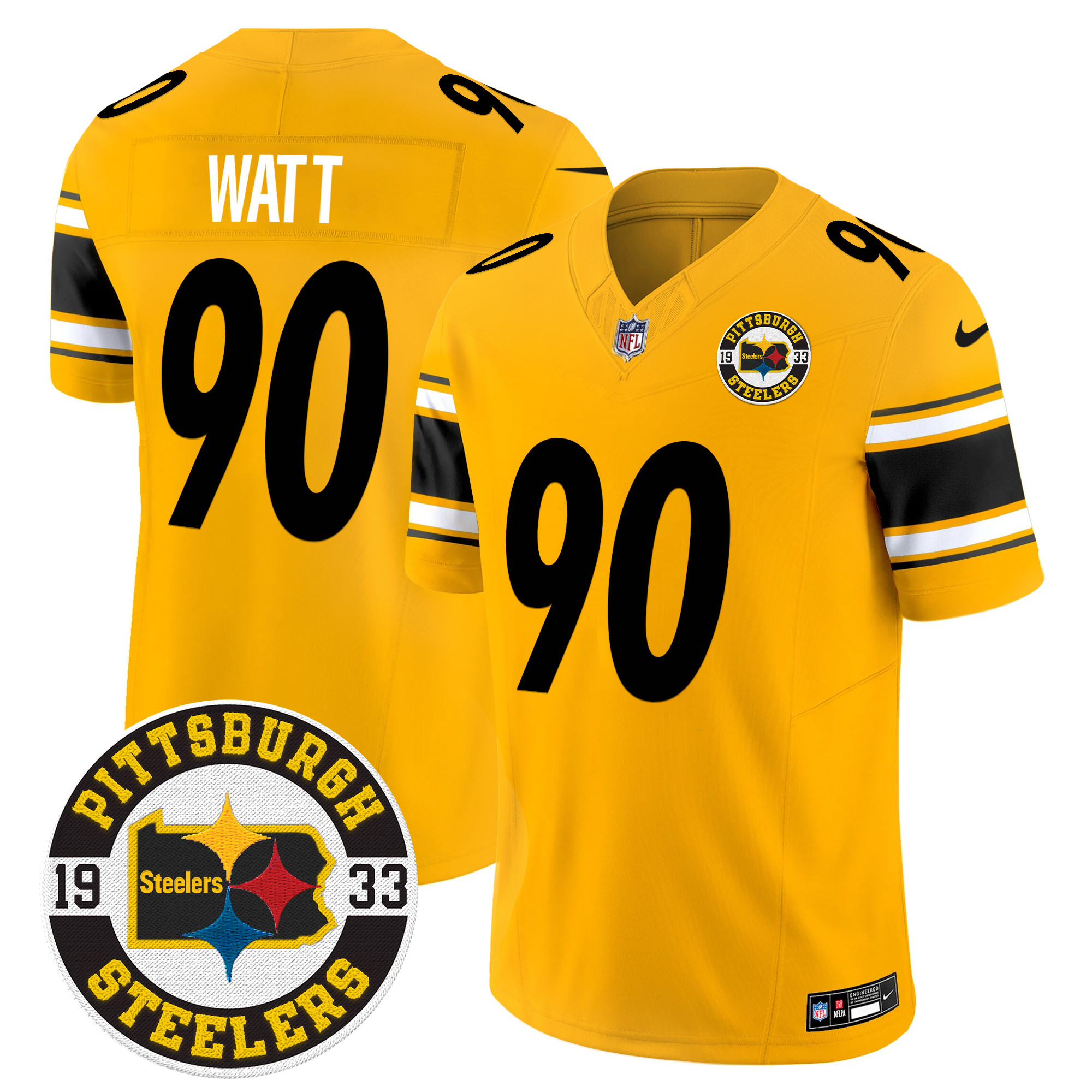Men's T. J. Watt Pittsburgh Steelers 2024 Vapor Limited Gold Jersey - All Stitched