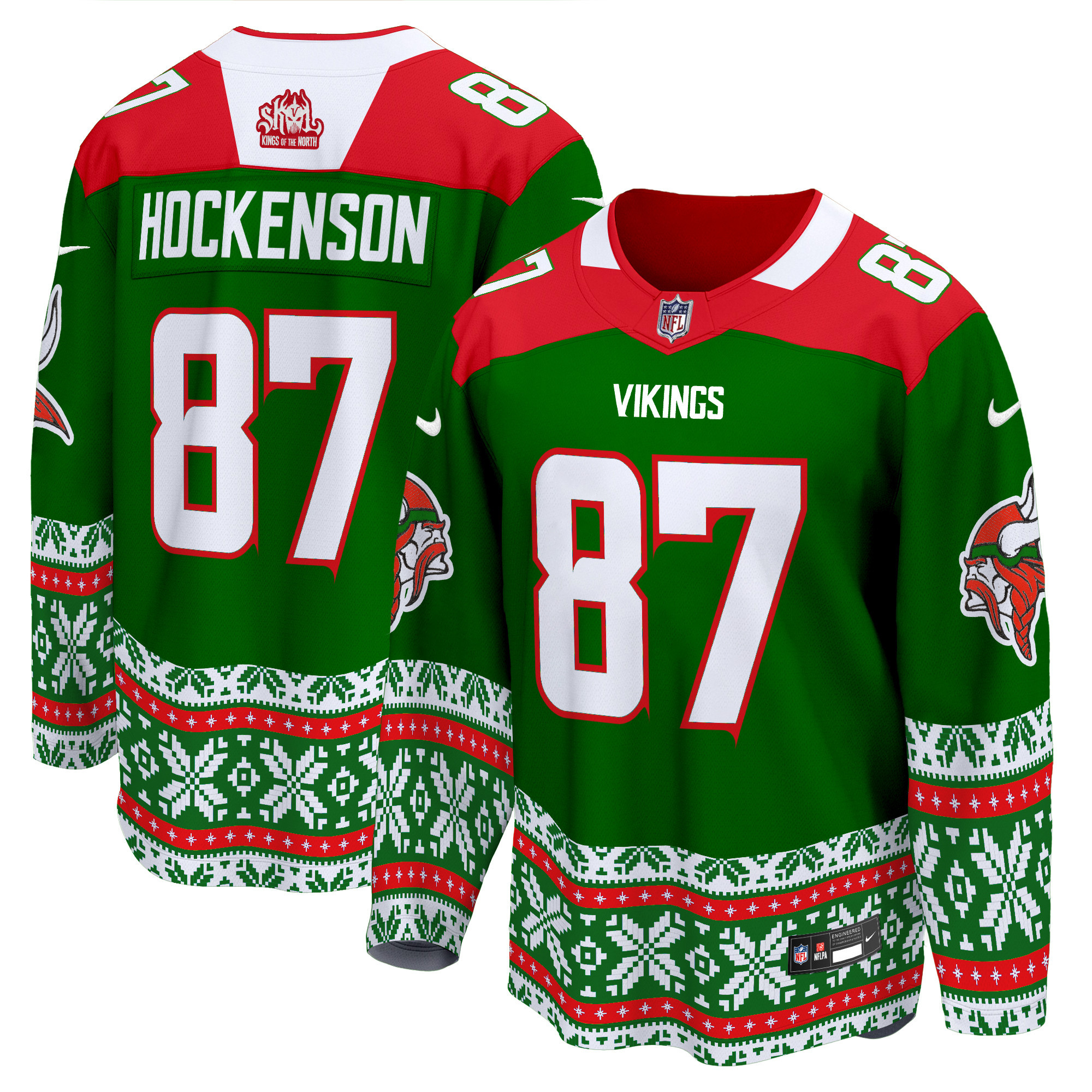 Men's T.J. Hockenson Minnesota Vikings 2024 Christmas Premier Breakaway Green Jersey - All Stitched