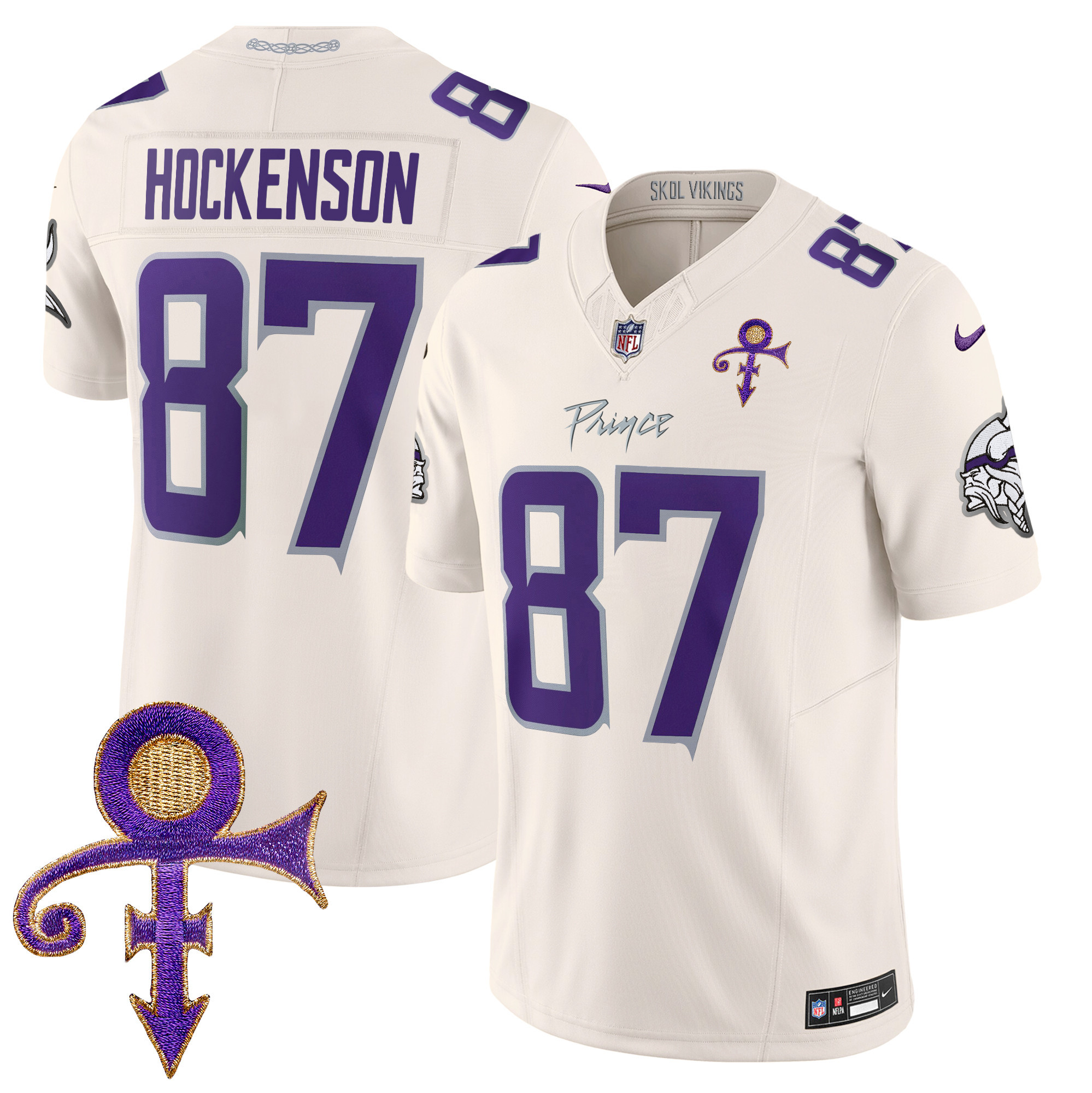 Men's T.J. Hockenson Minnesota Vikings 2024 Prince Vapor Limited Cream Jersey - All Stitched