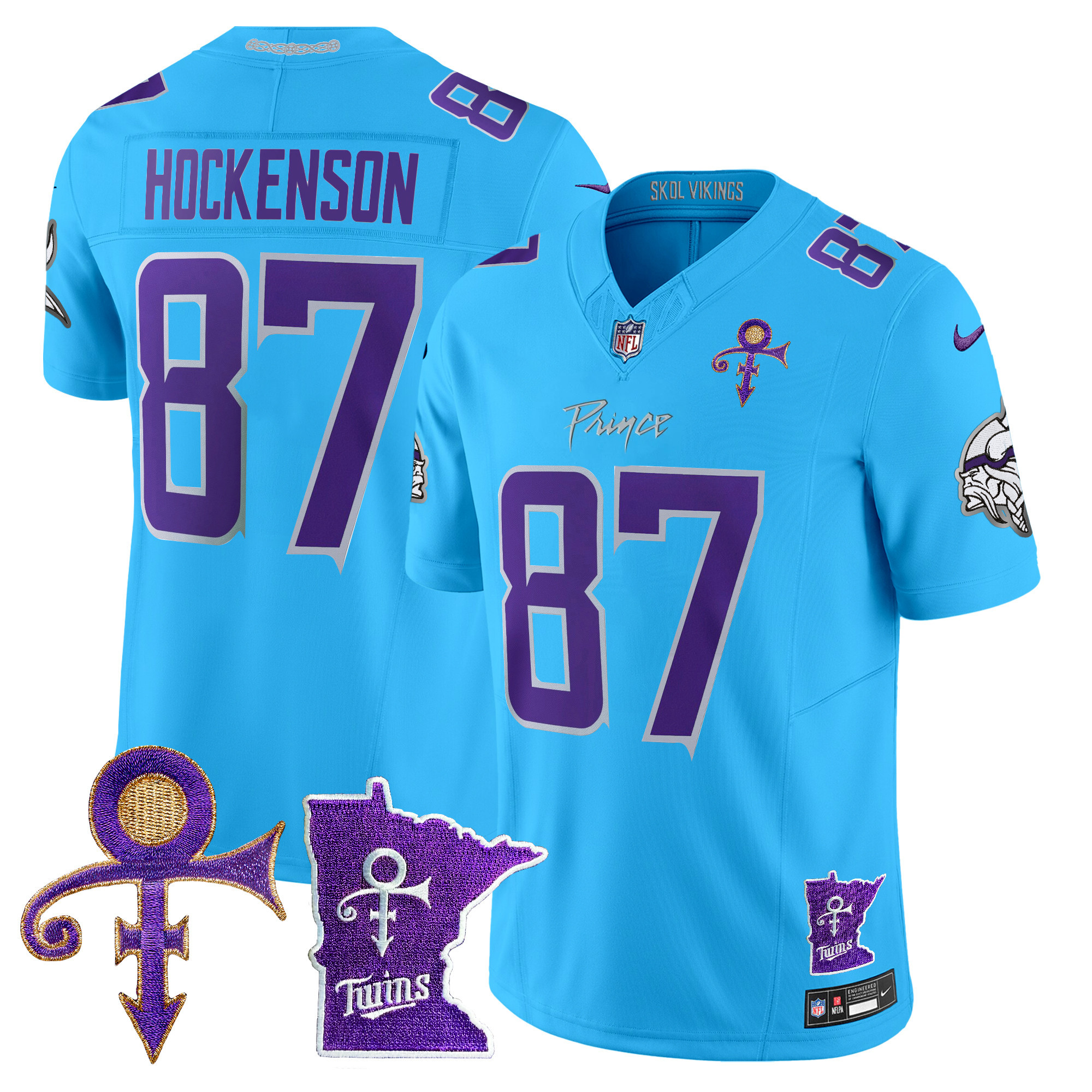 Men's T.J. Hockenson Minnesota Vikings 2024 Prince Vapor Limited Light Blue Jersey V2 - All Stitched