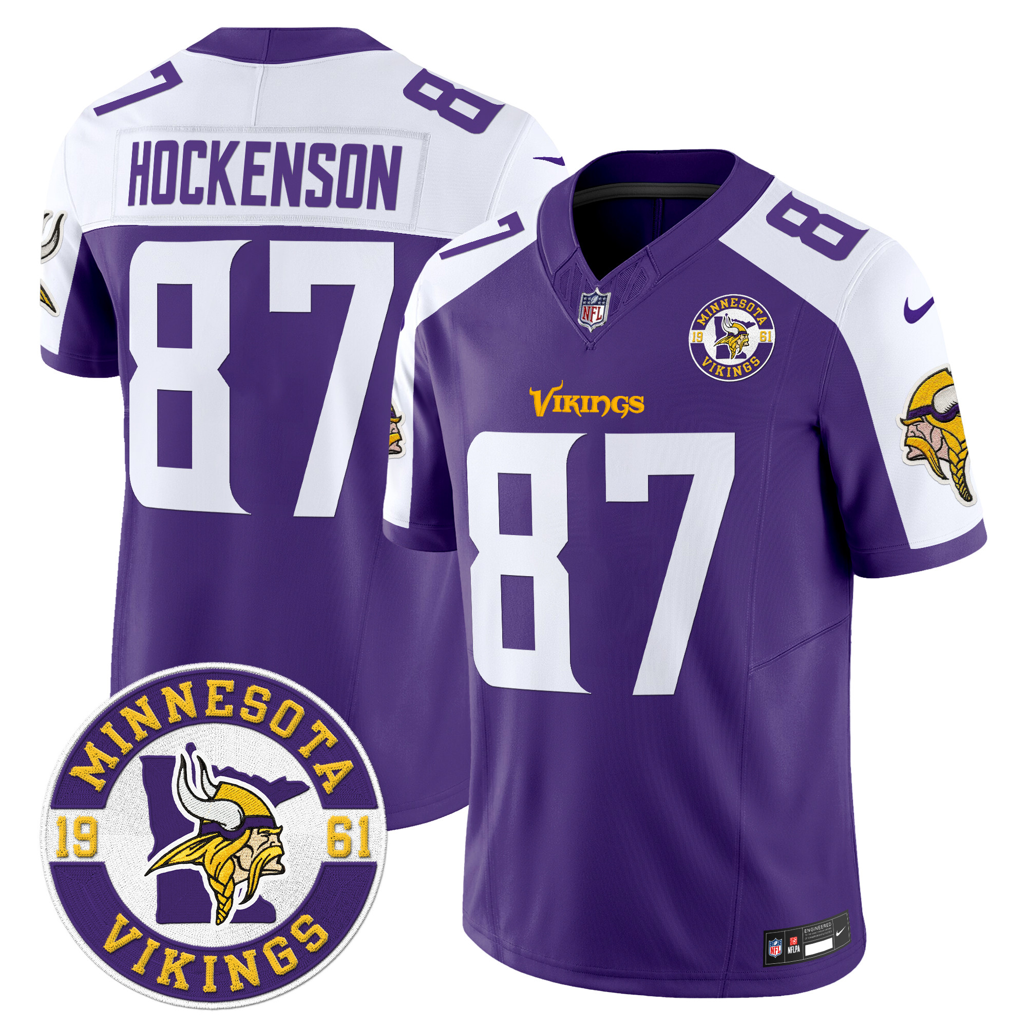 Men's T.J. Hockenson Minnesota Vikings 2024 Vapor Limited Purple Alternate Jersey - All Stitched