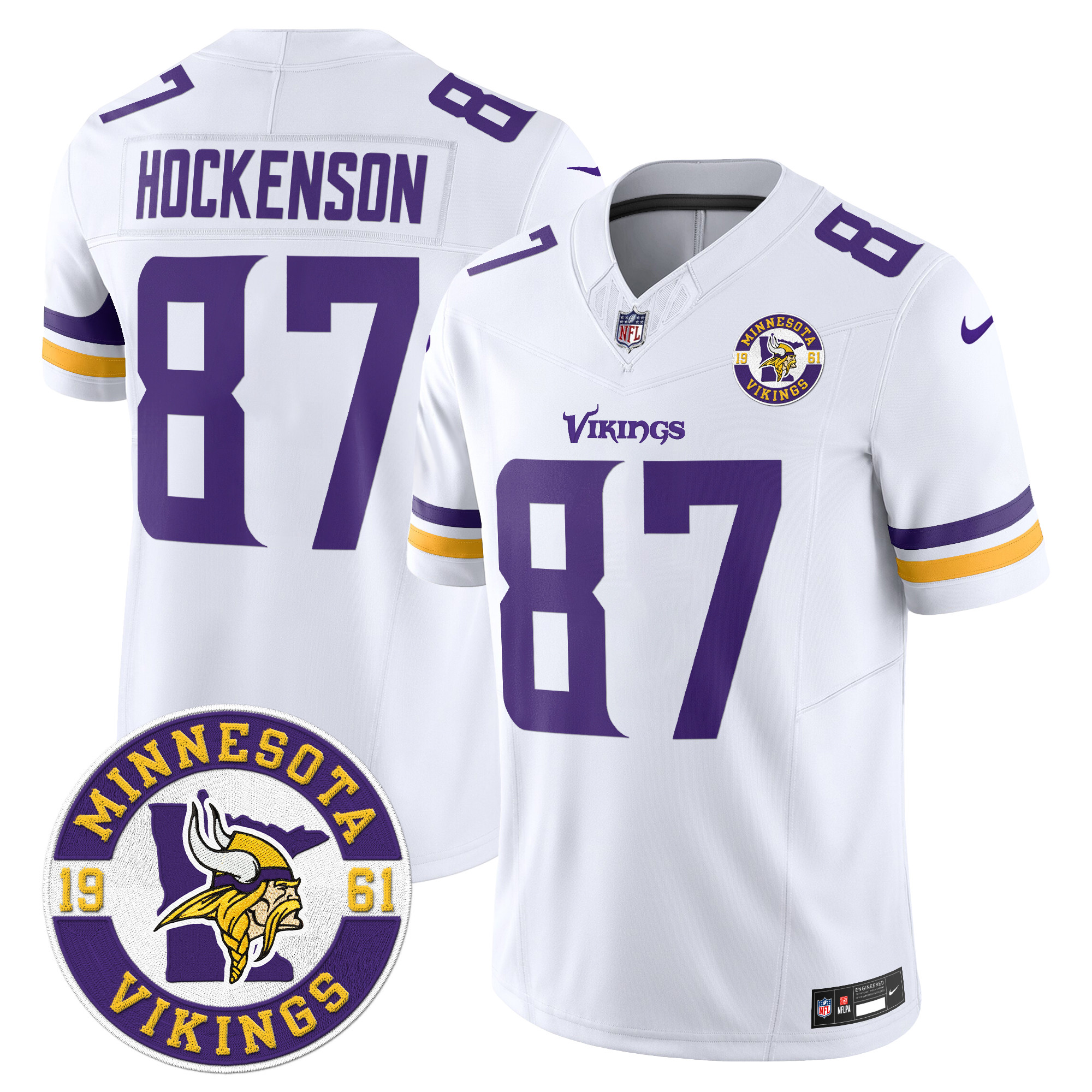 Men's T.J. Hockenson Minnesota Vikings 2024 Vapor Limited White Jersey - All Stitched
