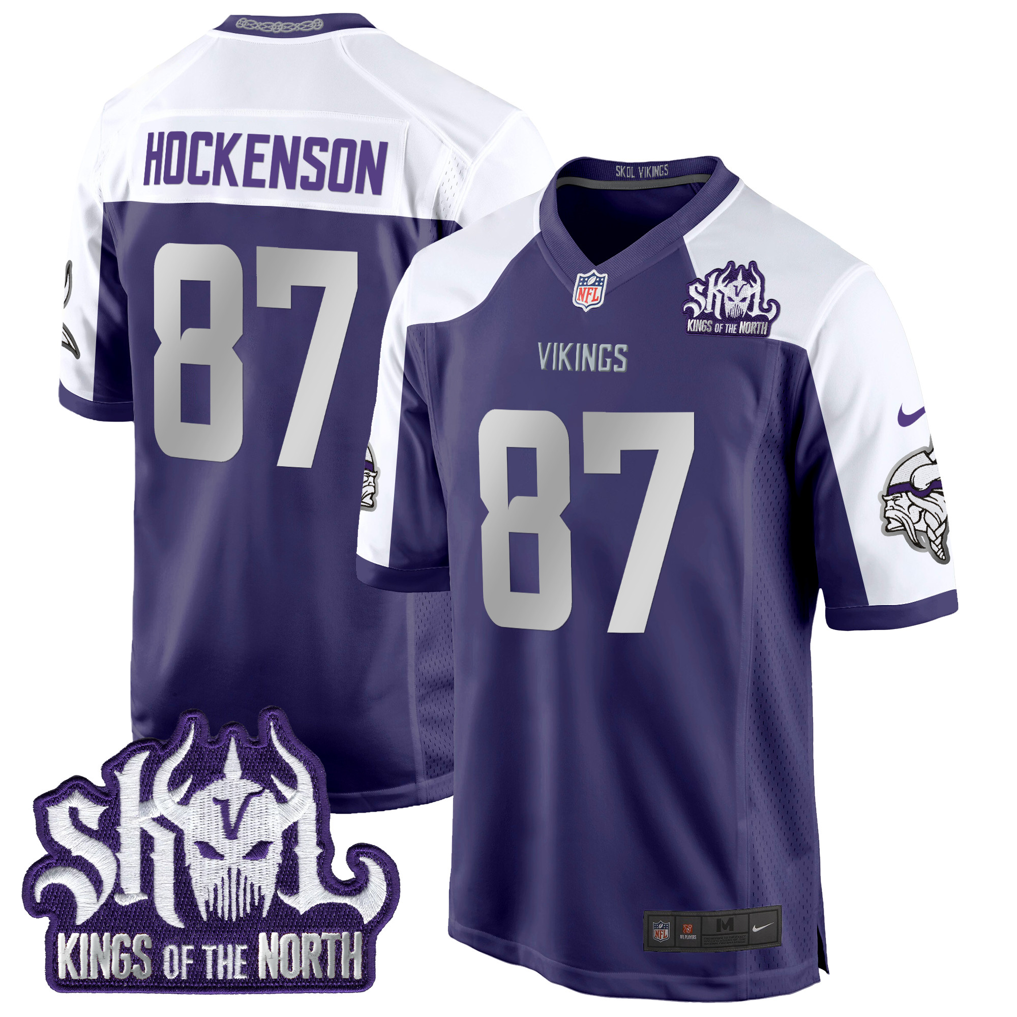Men's T.J. Hockenson Minnesota Vikings 2024 Winter Warrior Skol Patch Game Purple Alternate Jersey - All Stitched