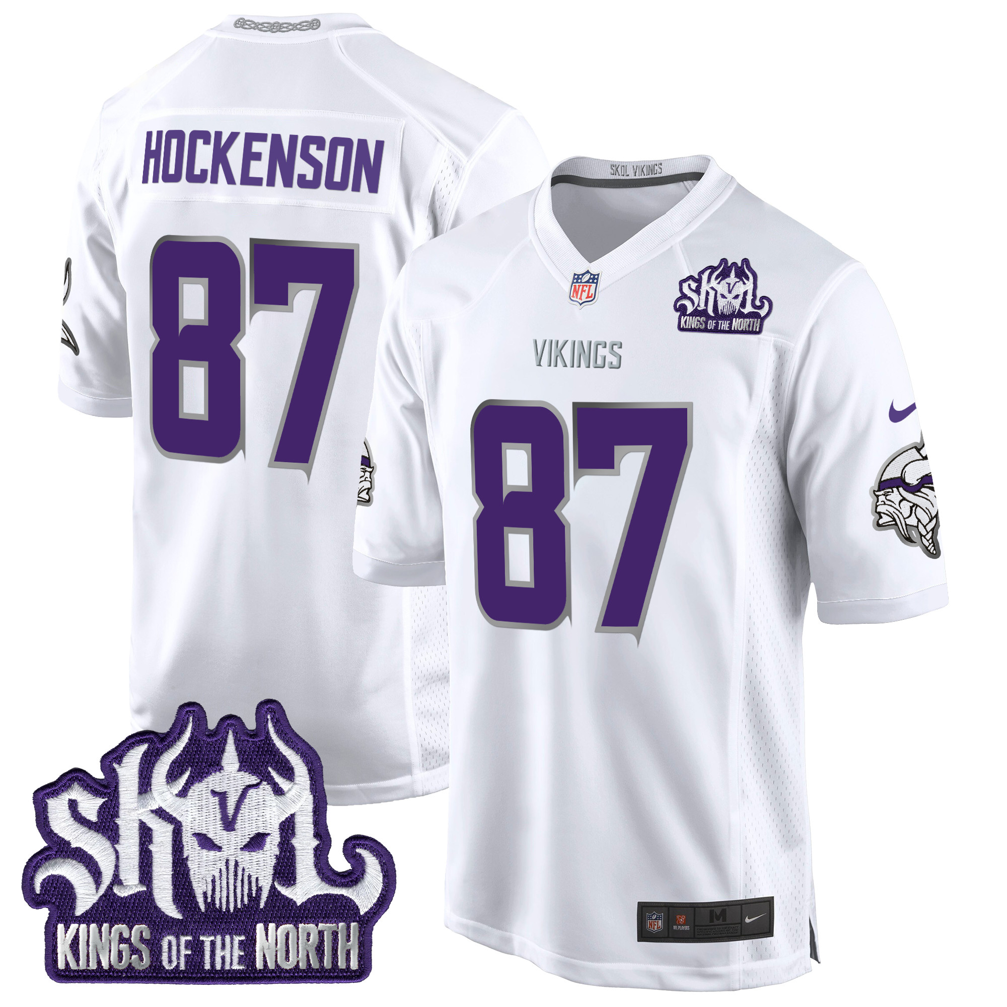 Men's T.J. Hockenson Minnesota Vikings 2024 Winter Warrior Skol Patch Game White Limited Jersey - All Stitched