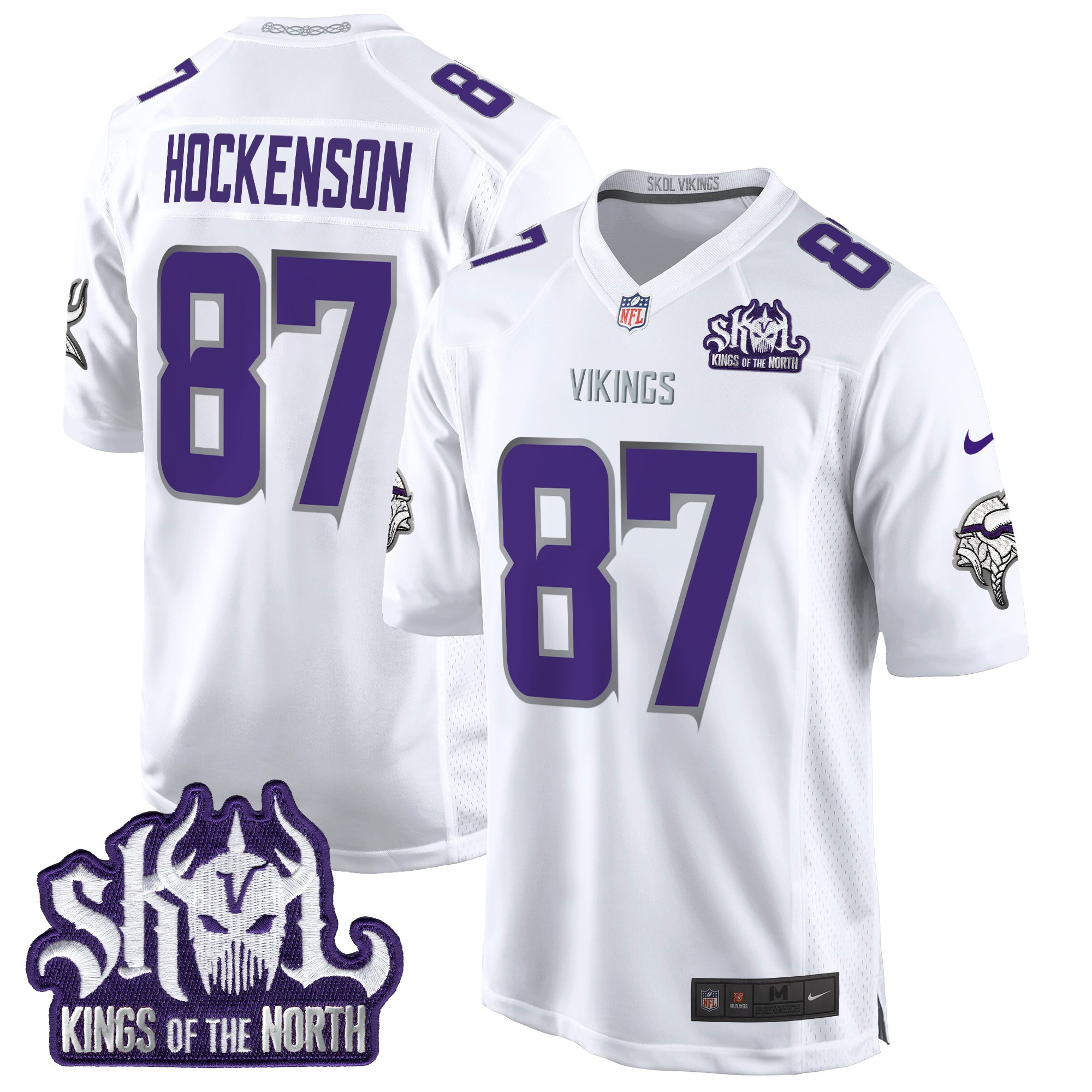 Men's T.J. Hockenson Minnesota Vikings King Of The North Patch Game Winter Warrior Jersey - All Stitched