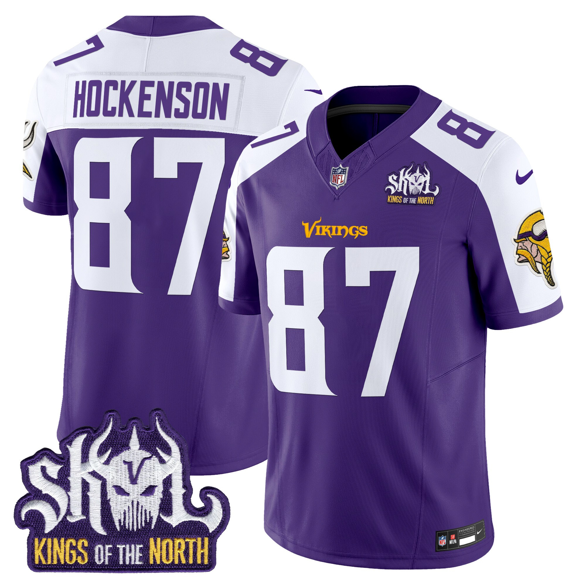Men's T.J. Hockenson Minnesota Vikings Kings Of The North Patch Vapor Limited Purple Alternate Jersey - All Stitched