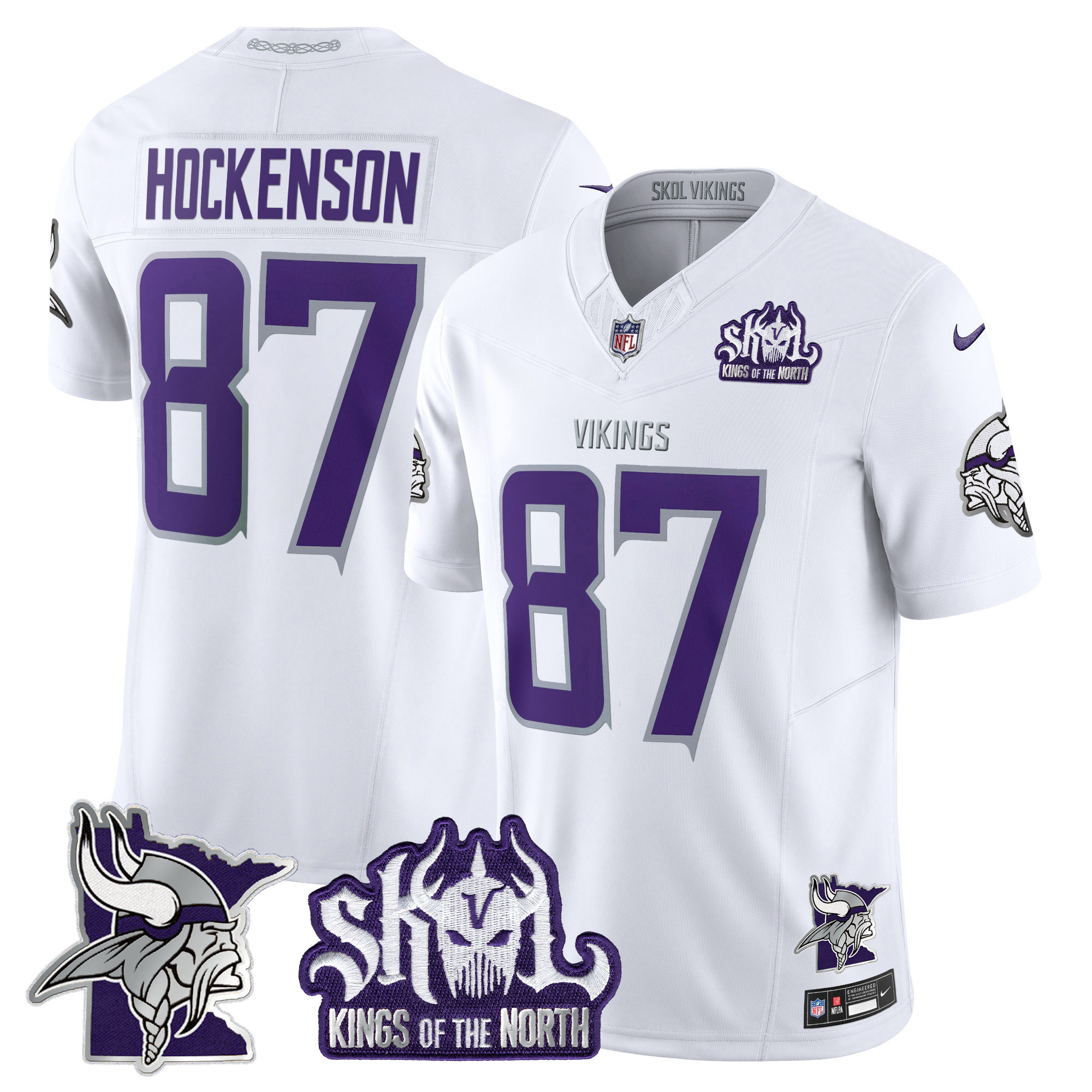 Men's T.J. Hockenson Minnesota Vikings Kings Of The North Patch Vapor Limited Winter Warrior Jersey - All Stitched