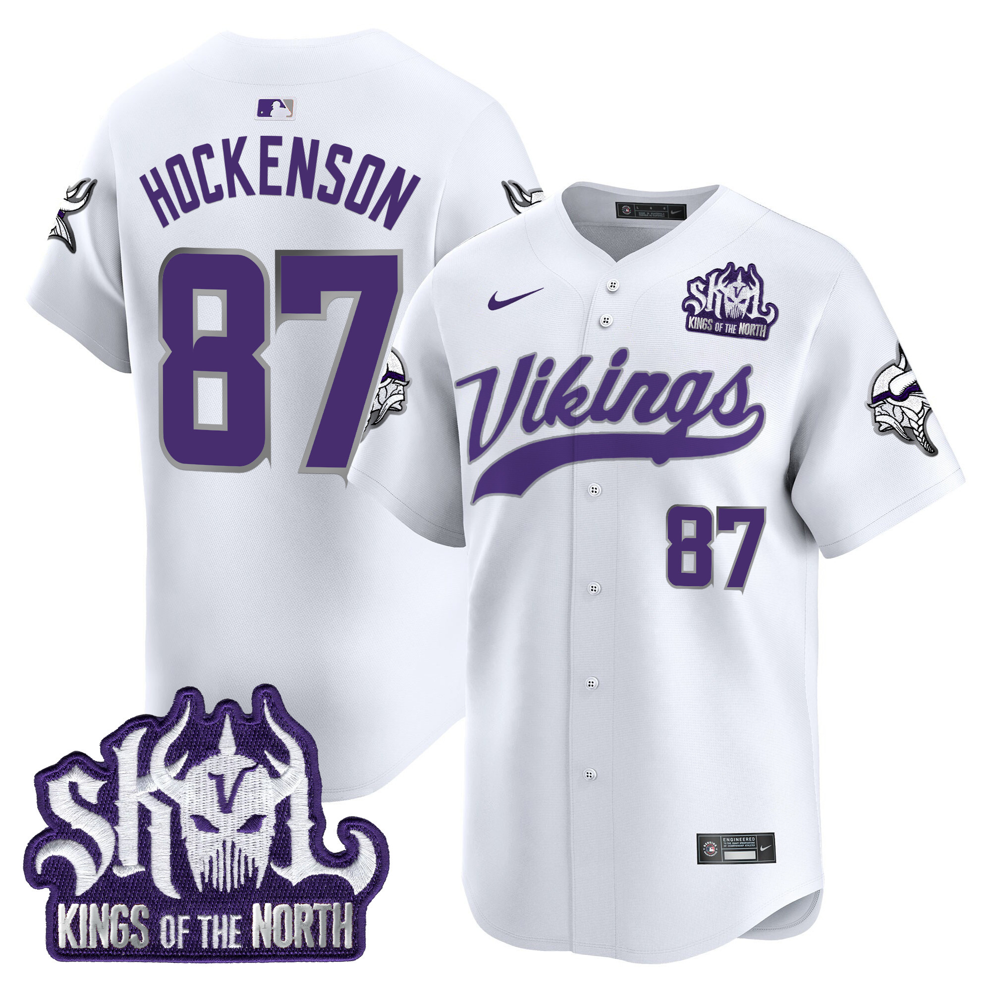 Men's T.J. Hockenson Minnesota Vikings Kings Of The North Patch Vapor Premier Limited Winter Warrior Jersey - All Stitched