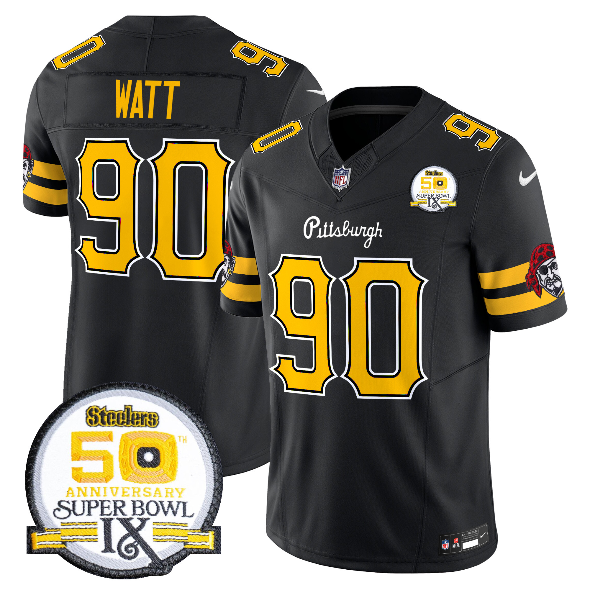 Men's T.J.Watt Pittsburgh Steelers 2024 Vapor Limited Black Jersey - All Stitched