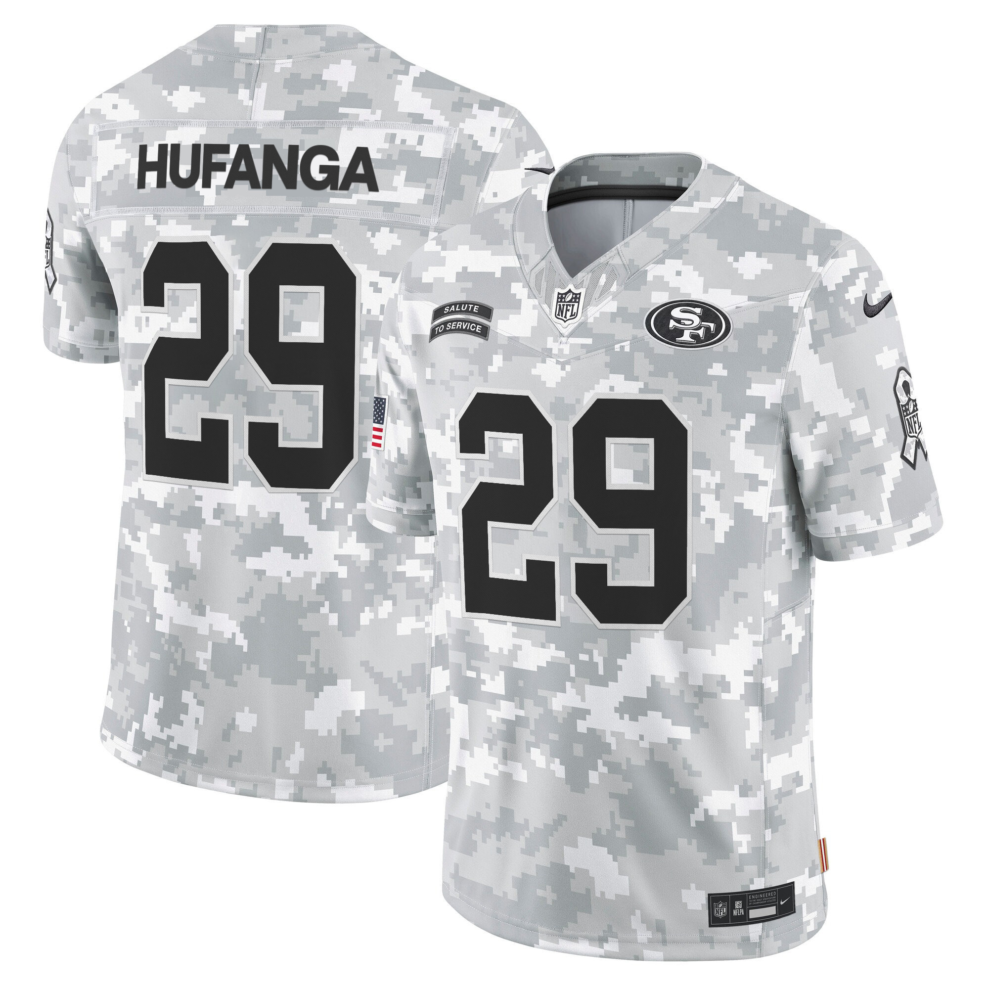 Men's Talanoa Hufanga San Francisco 49ers 2024 Salute to Service Vapor Limited Arctic Camo Jersey - All stitched