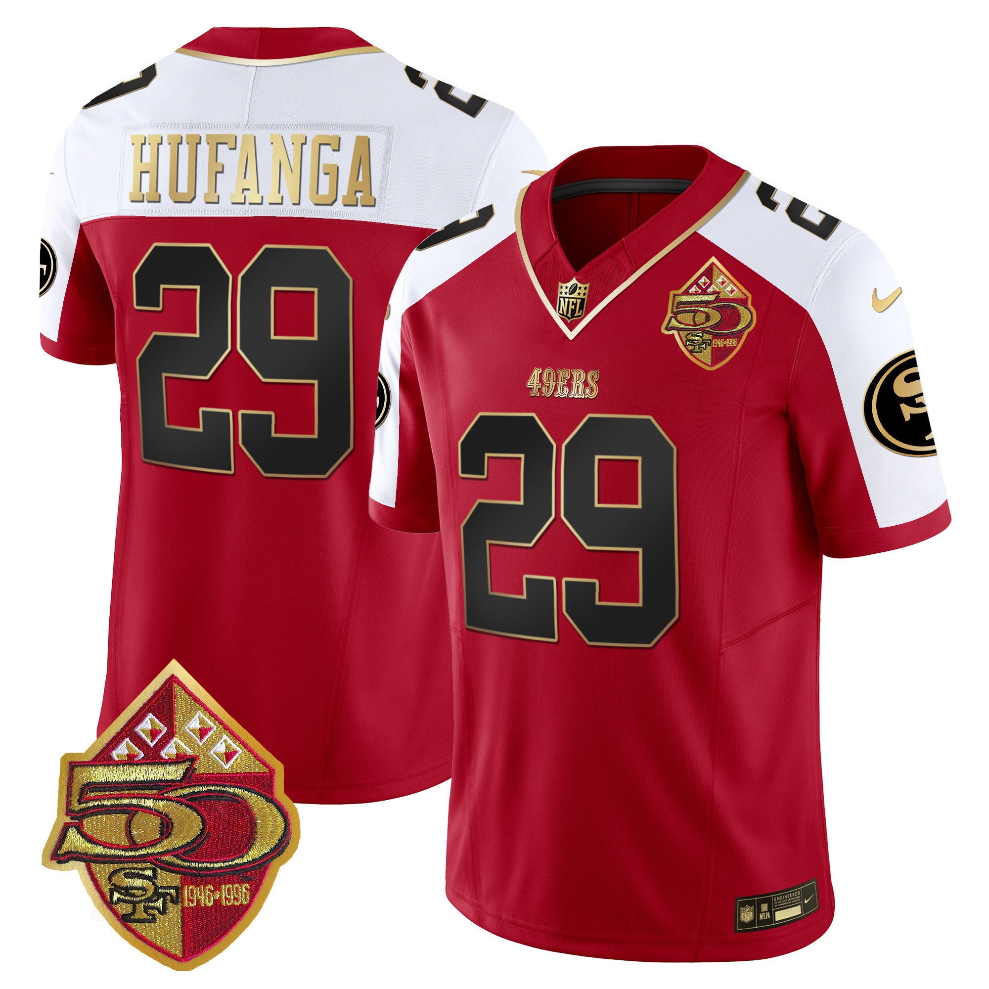 Men's Talanoa Hufanga San Francisco 49ers 50th Anniversary Patch Vapor Limited Alternate Jersey - All Stitched