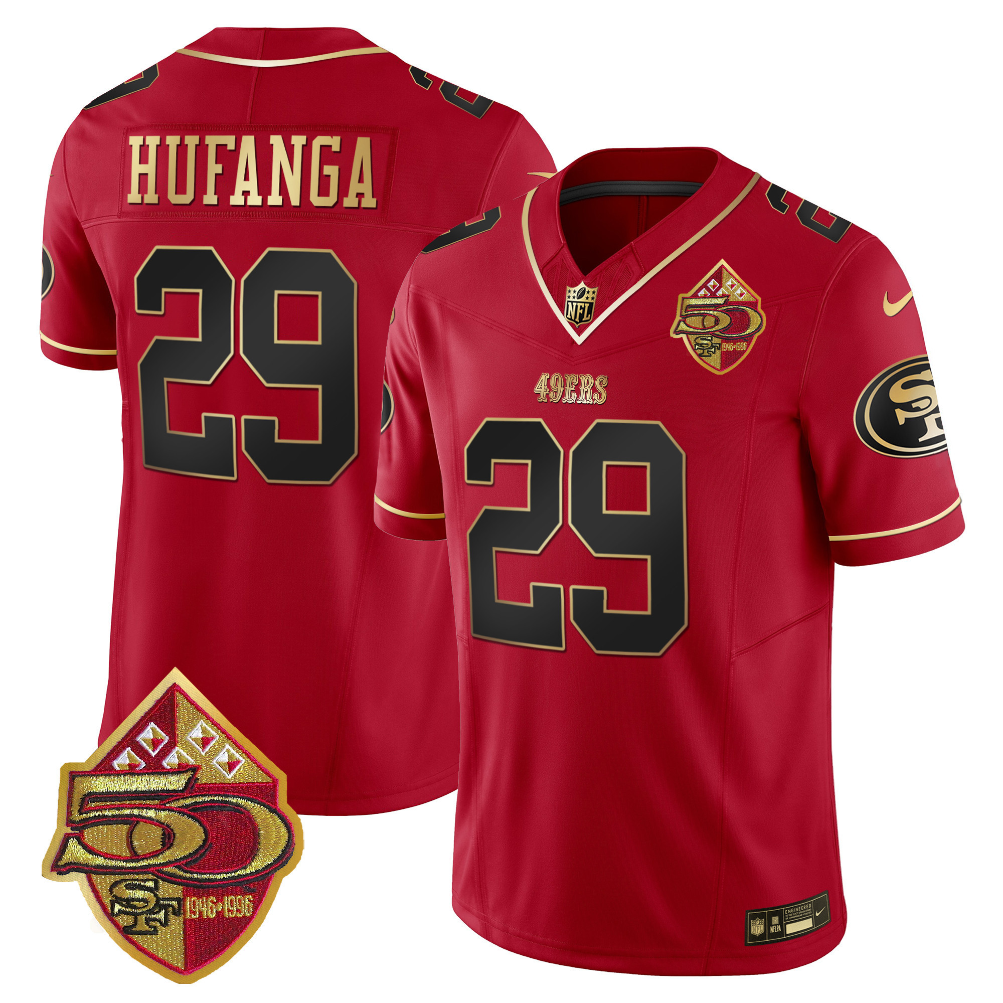 Men's Talanoa Hufanga San Francisco 49ers 50th Anniversary Patch Vapor Limited Scarlet Limited Jersey - All Stitched