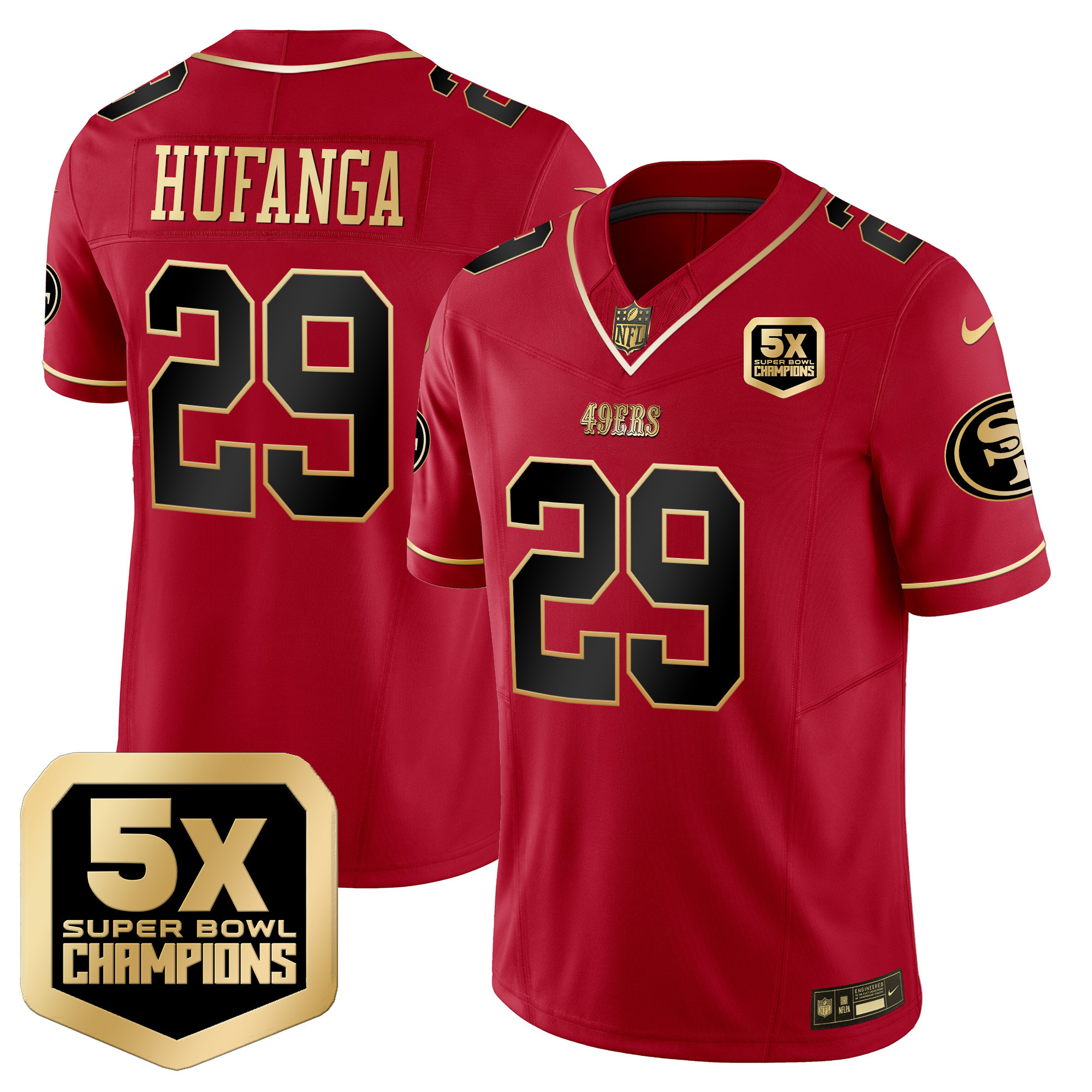 Men's Talanoa Hufanga San Francisco 49ers 5x Super Bowl Champions Vapor Limited Scarlet Limited Jersey - All Stitched