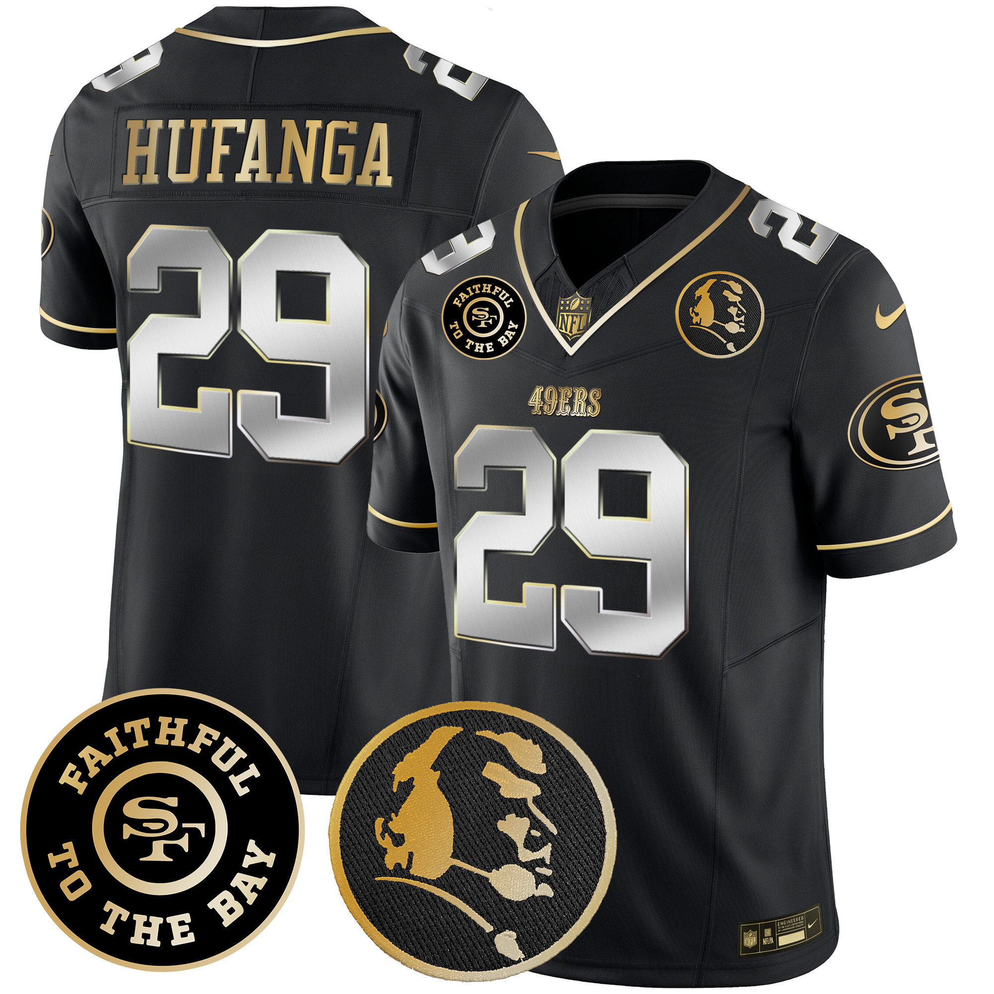 Men's Talanoa Hufanga San Francisco 49ers Faithful & John Madden Patch Vapor Black Limited Jersey - All Stitched