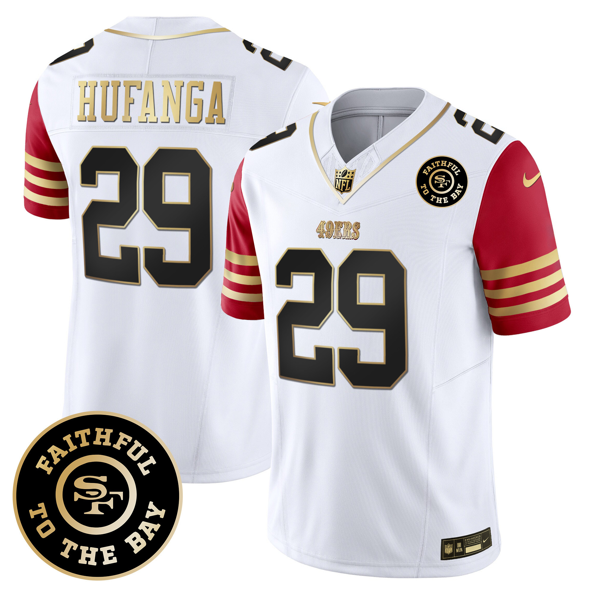 Men's Talanoa Hufanga San Francisco 49ers Faithful To The Bay Patch Scarlet Sleeves Vapor Limited Jersey - All Stitched