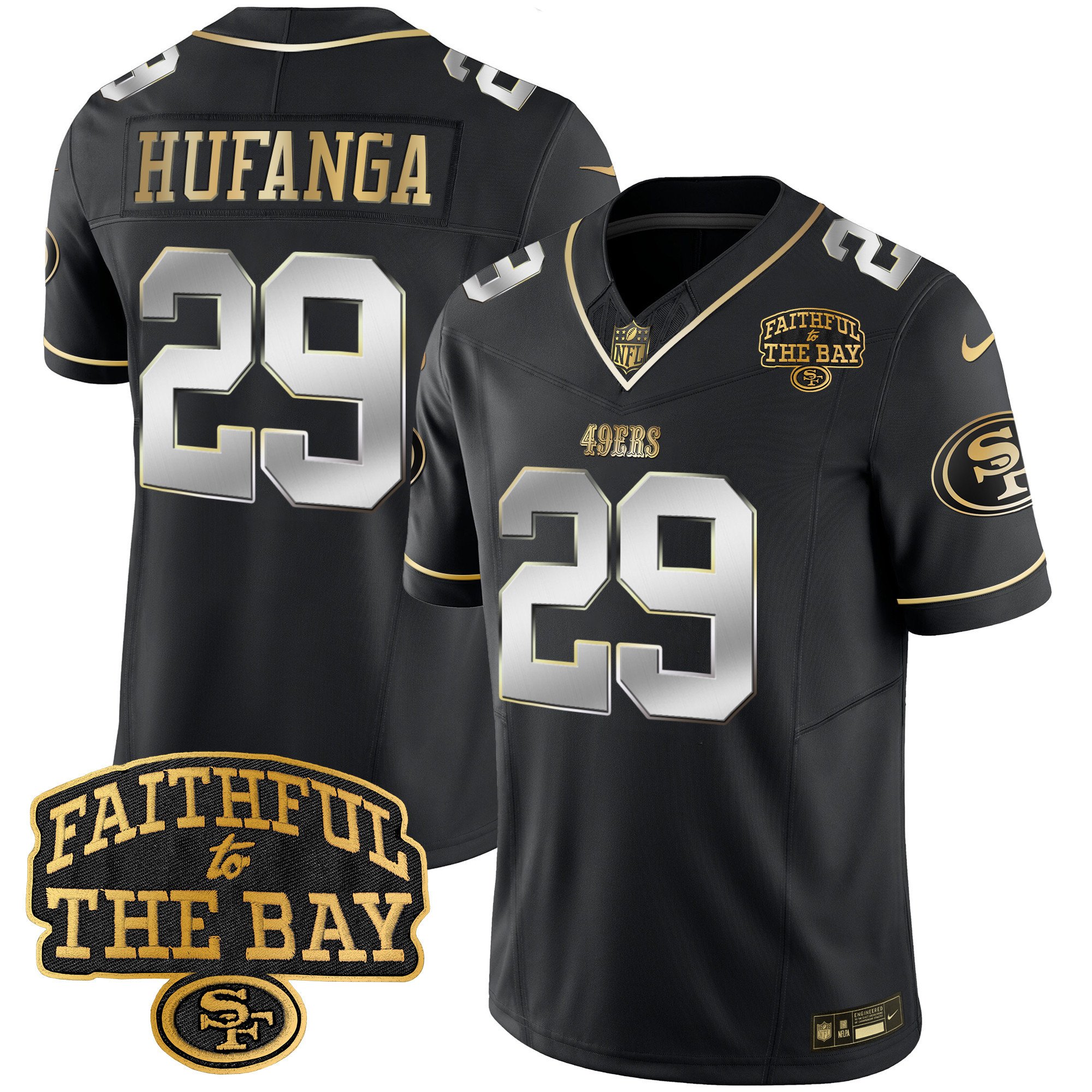 Men's Talanoa Hufanga San Francisco 49ers Faithful To The Bay Patch Vapor Limited Black Limited Jersey V8 - All Stitched