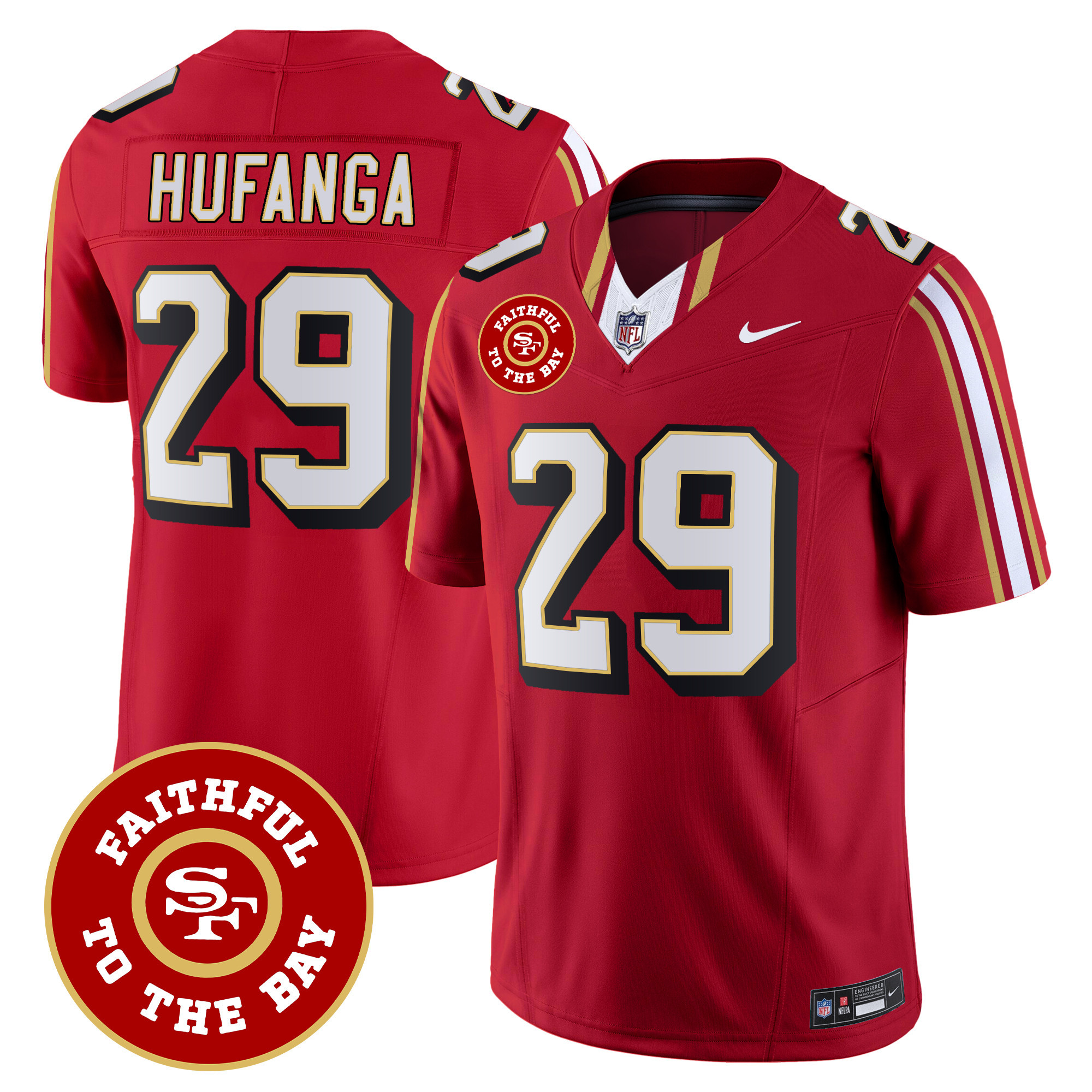 Men's Talanoa Hufanga San Francisco 49ers Faithful To The Bay Patch Vapor Limited Red Jersey V9 - All Stitched