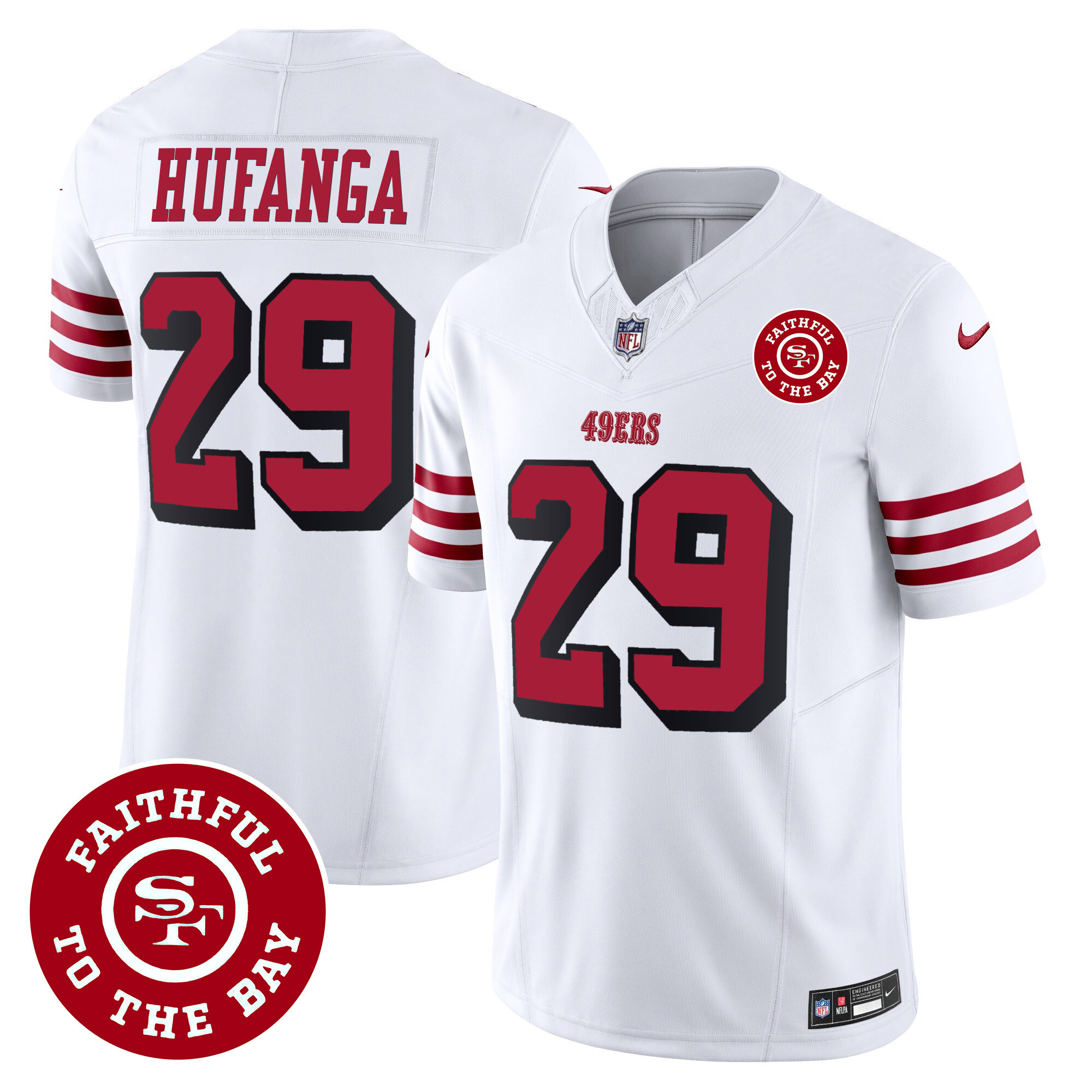 Men's Talanoa Hufanga San Francisco 49ers Faithful To The Bay Patch Vapor White Jersey V2 - All Stitched