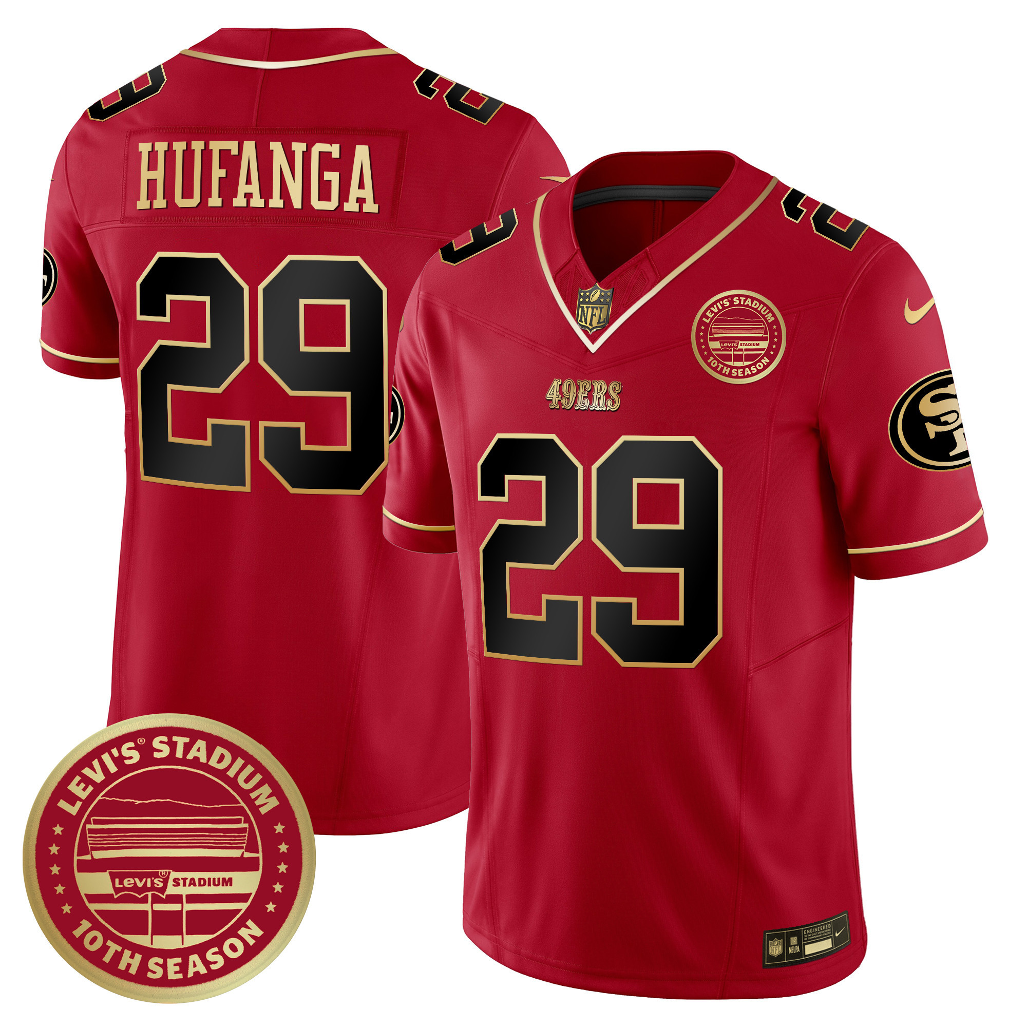 Men's Talanoa Hufanga San Francisco 49ers Levi's Stadium 10th Season Patch Vapor Limited Scarlet Limited Jersey - All Stitched