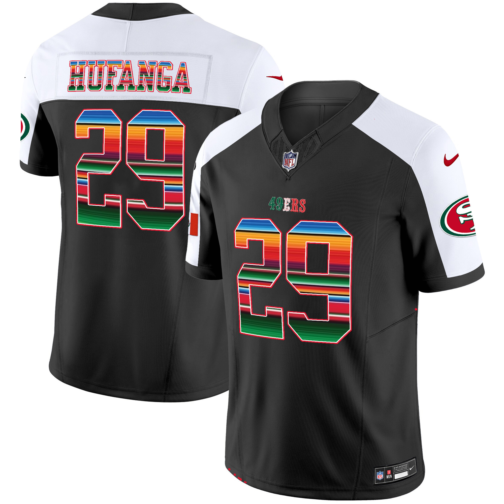Men's Talanoa Hufanga San Francisco 49ers Mexico Vapor Black Alternate Jersey V3 - All Stitched