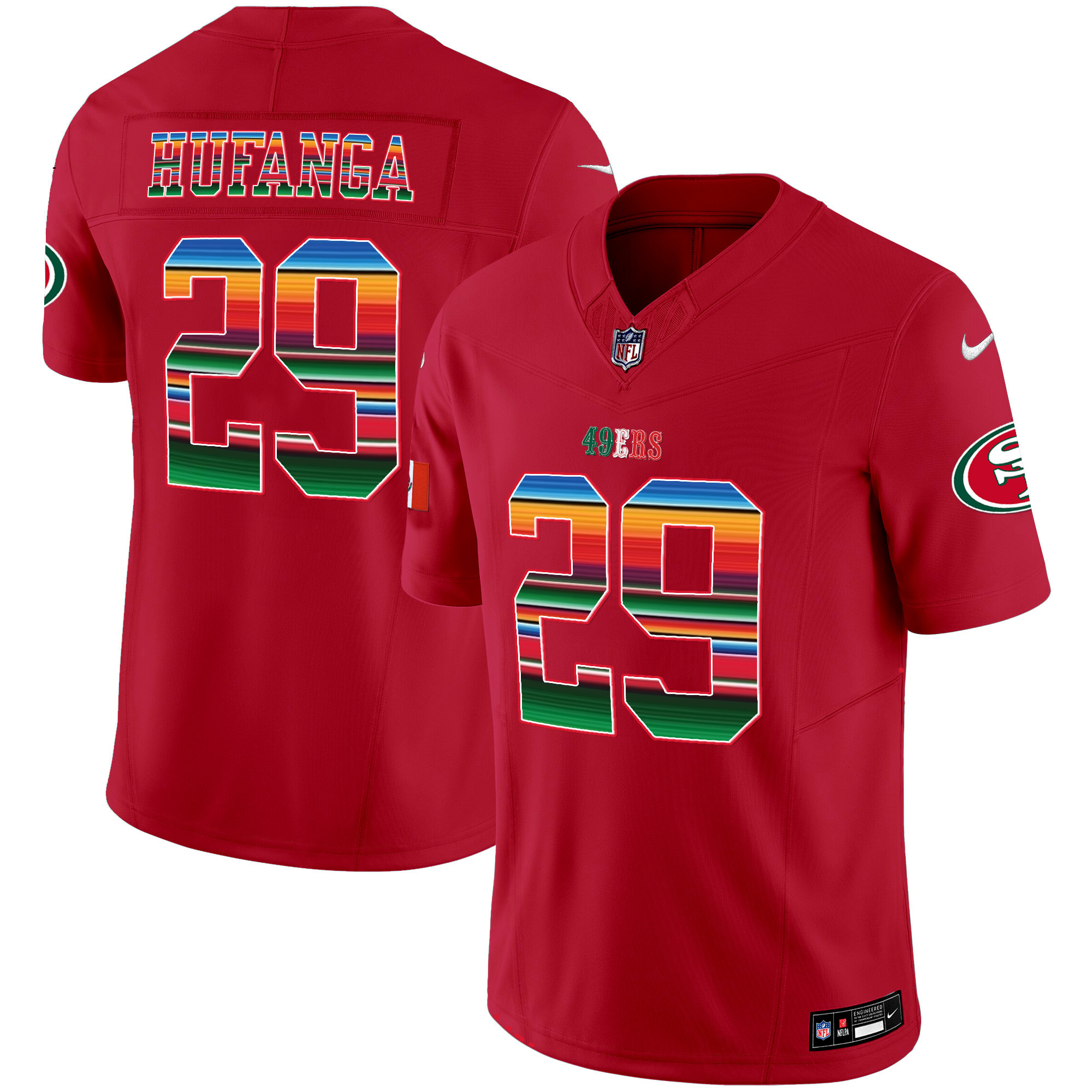 Men's Talanoa Hufanga San Francisco 49ers Mexico Vapor Red Jersey V3 - All Stitched