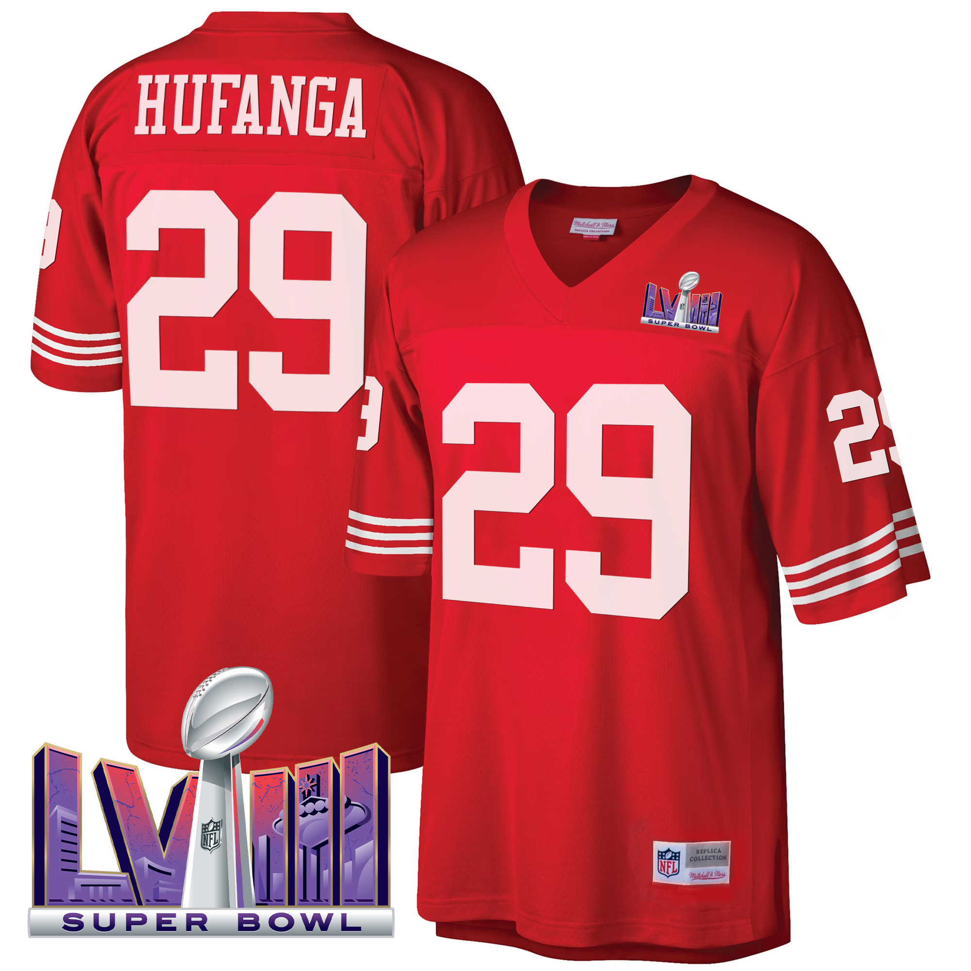 Men's Talanoa Hufanga San Francisco 49ers Super Bowl LVIII 1990 Big & Tall Red Jersey - All Stitched