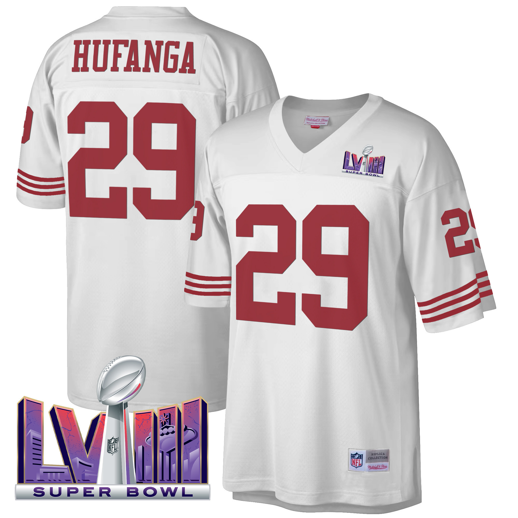 Men's Talanoa Hufanga San Francisco 49ers Super Bowl LVIII 1990 Big & Tall White Jersey - All Stitched