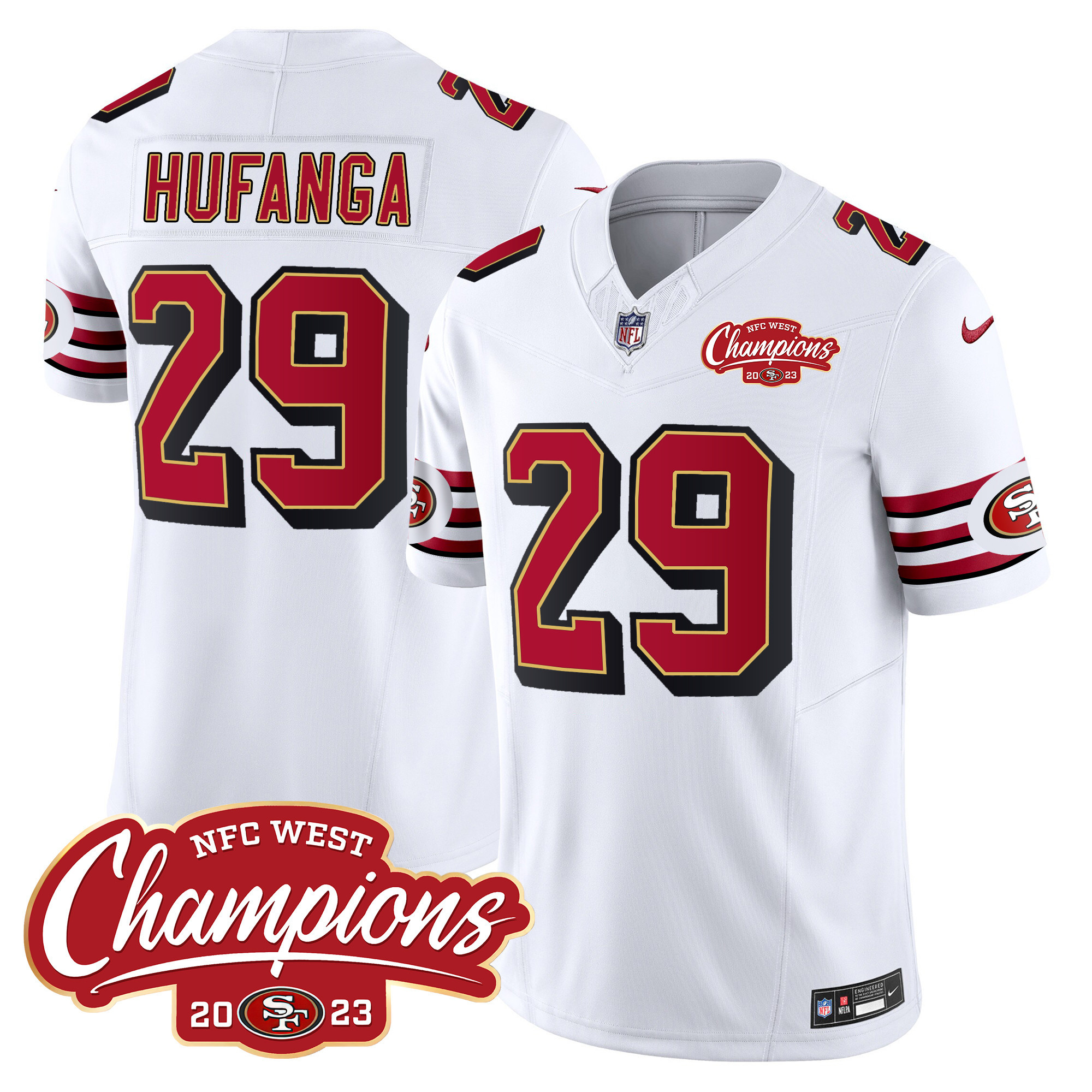 Men's Talanoa Hufanga San Francisco 49ers Throwback NFC West Champions Patch Vapor White Jersey - All Stitched
