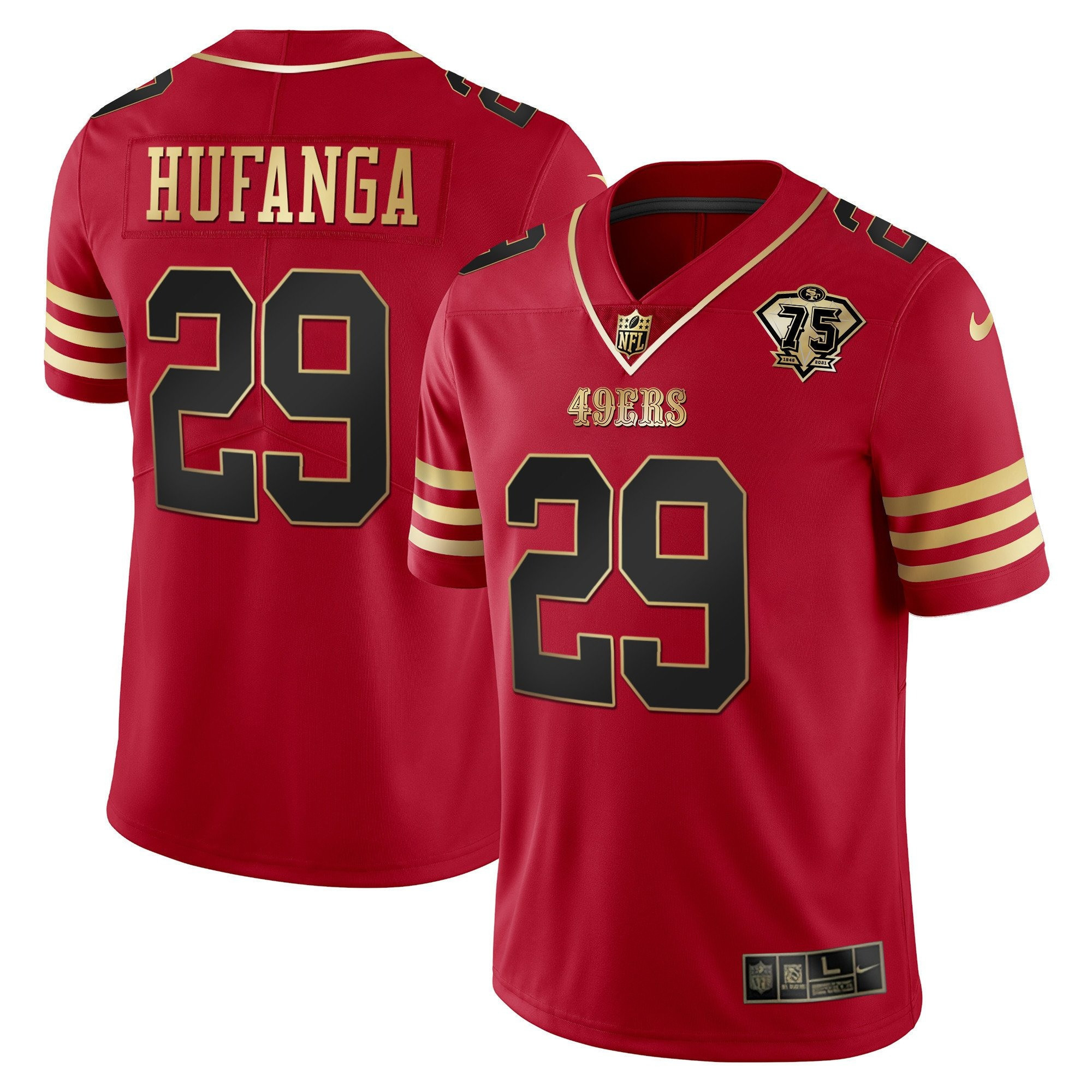 Men's Talanoa Hufanga San Francisco 49ers Vapor Gold Black Red Jersey Collection - All Stitched