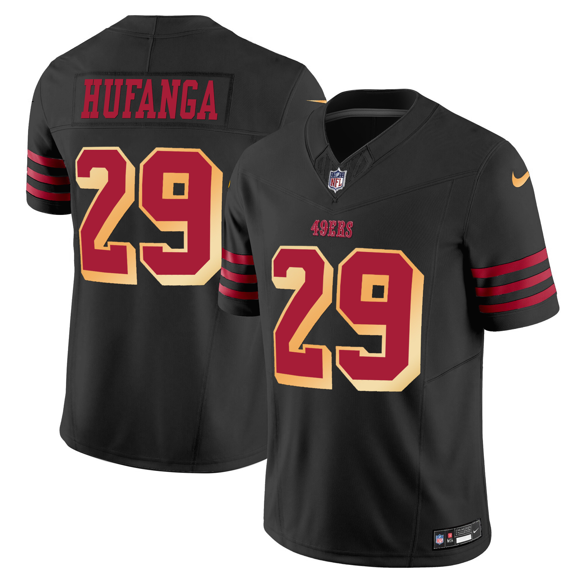 Men's Talanoa Hufanga San Francisco 49ers Vapor Limited Black Jersey V2 - All Stitched