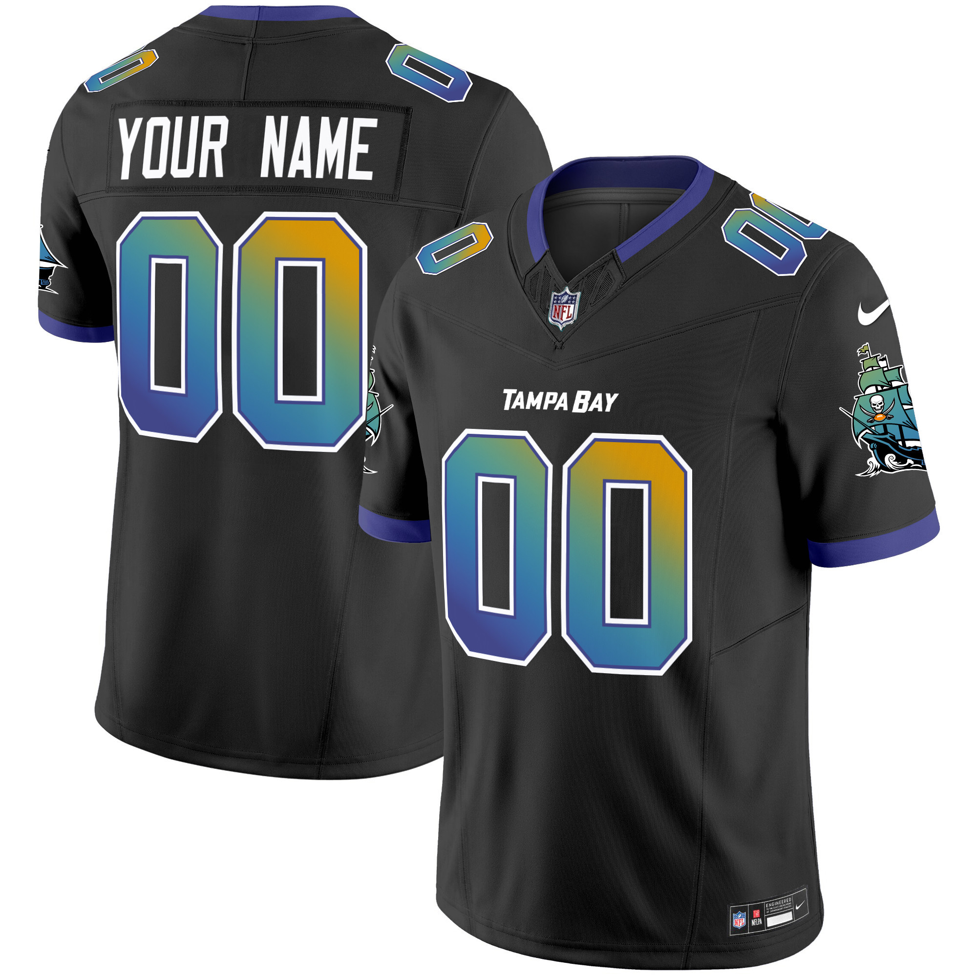 Men's Tampa Bay Buccaneers "Tampa City" Vapor Limited Custom Black Jersey - All Stitched