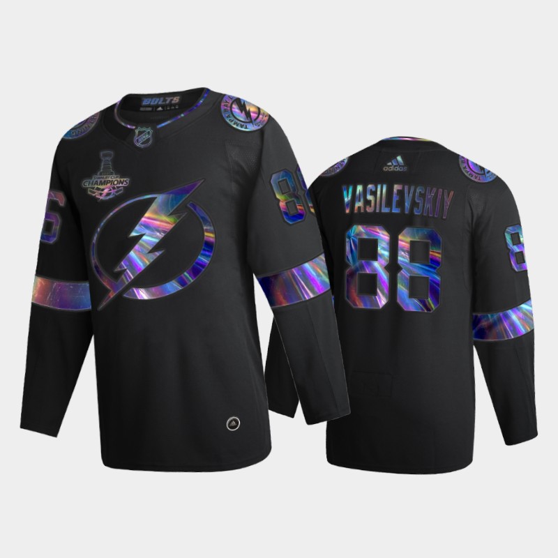 Men's Tampa Bay Lightning Andrei Vasilevskiy #88 Iridescent Holographic Black Jersey