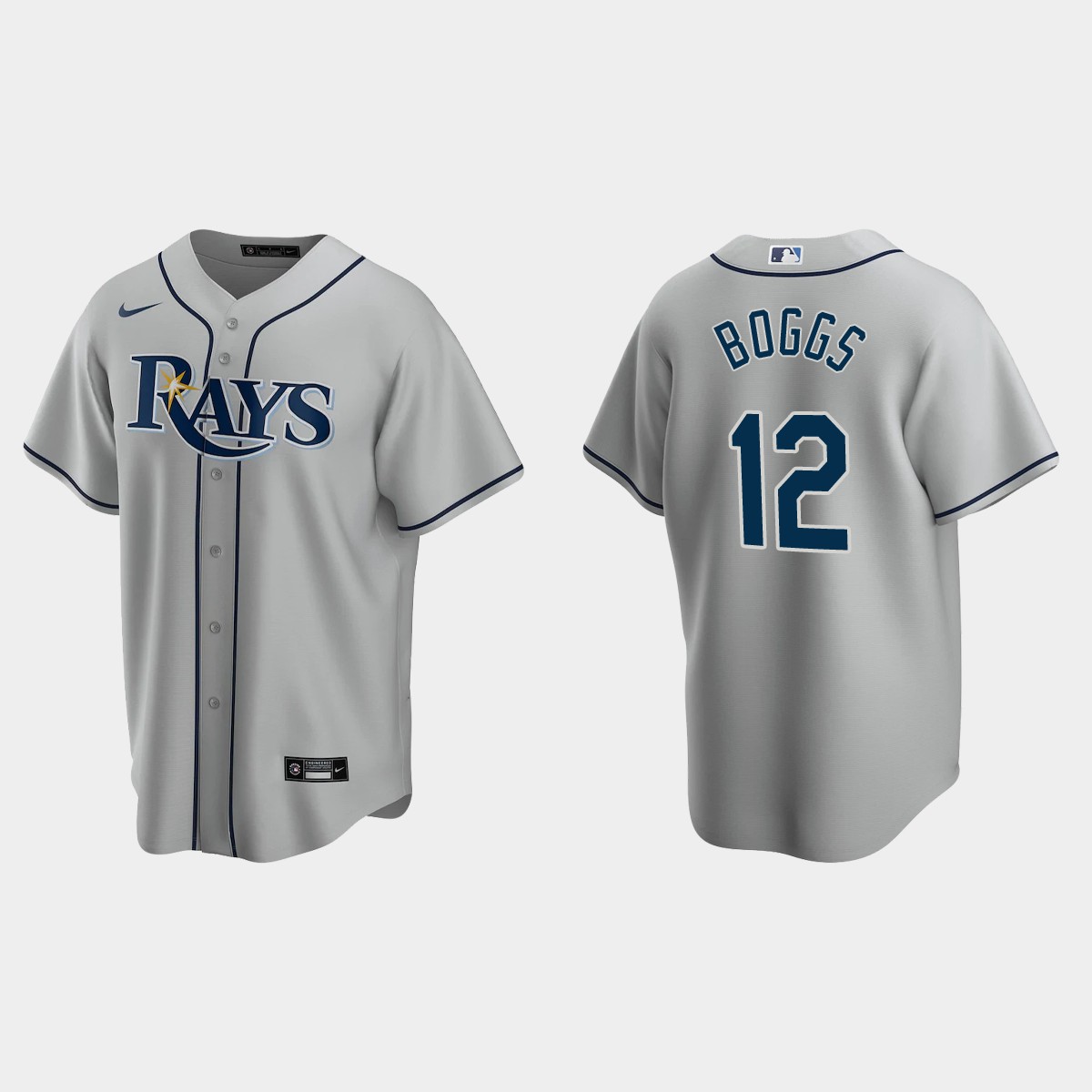 Men's Tampa Bay Rays #12 Wade Boggs Gray 2020 Road Jersey