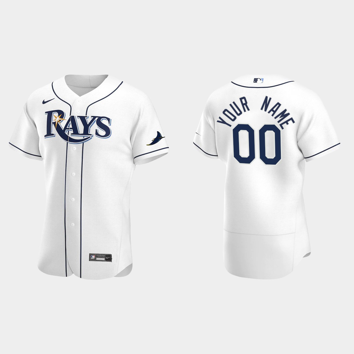 Men's Tampa Bay Rays White 2020 Home Custom Jersey