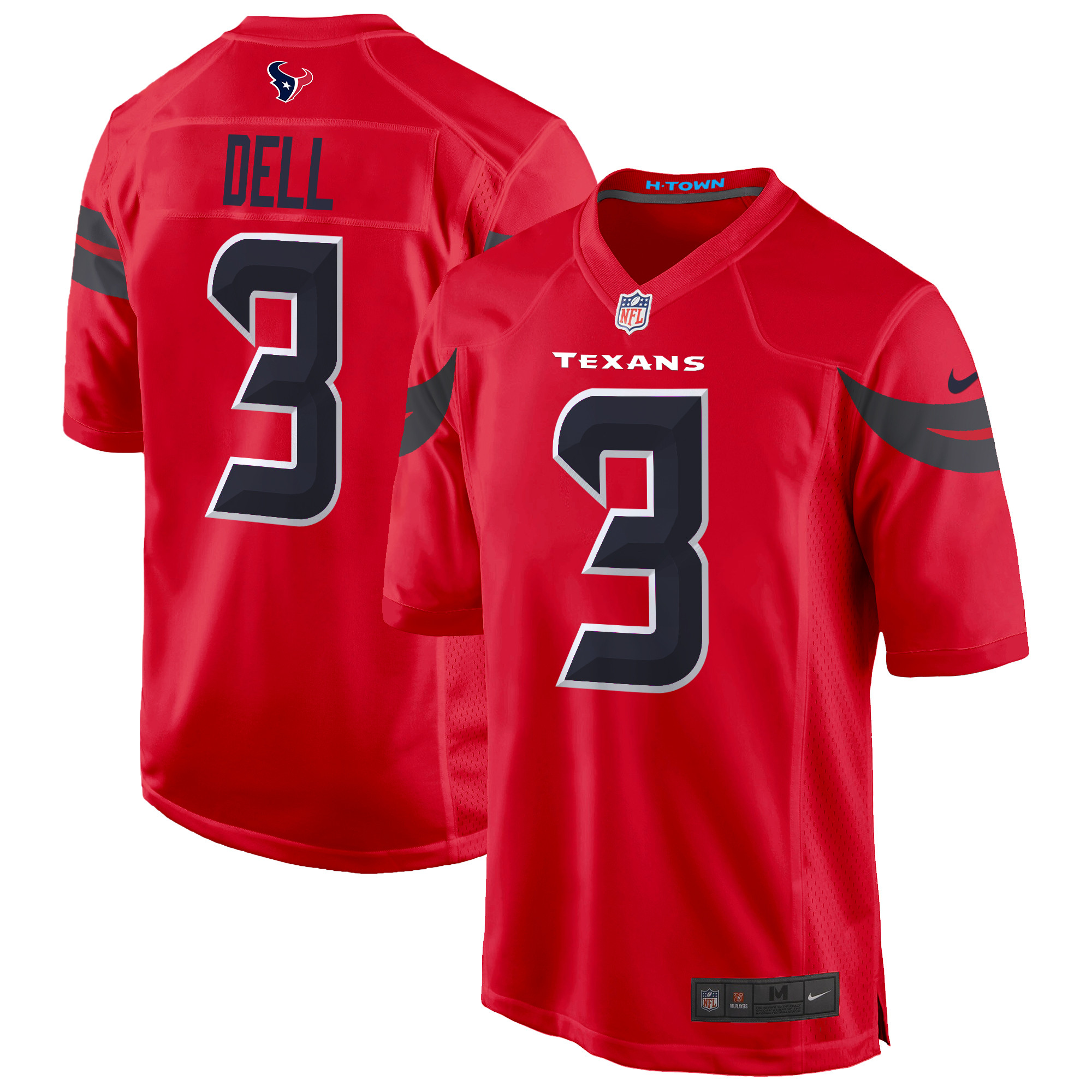 Men's Tank Dell Houston Texans 2024 Game Red Jersey - All Stitched