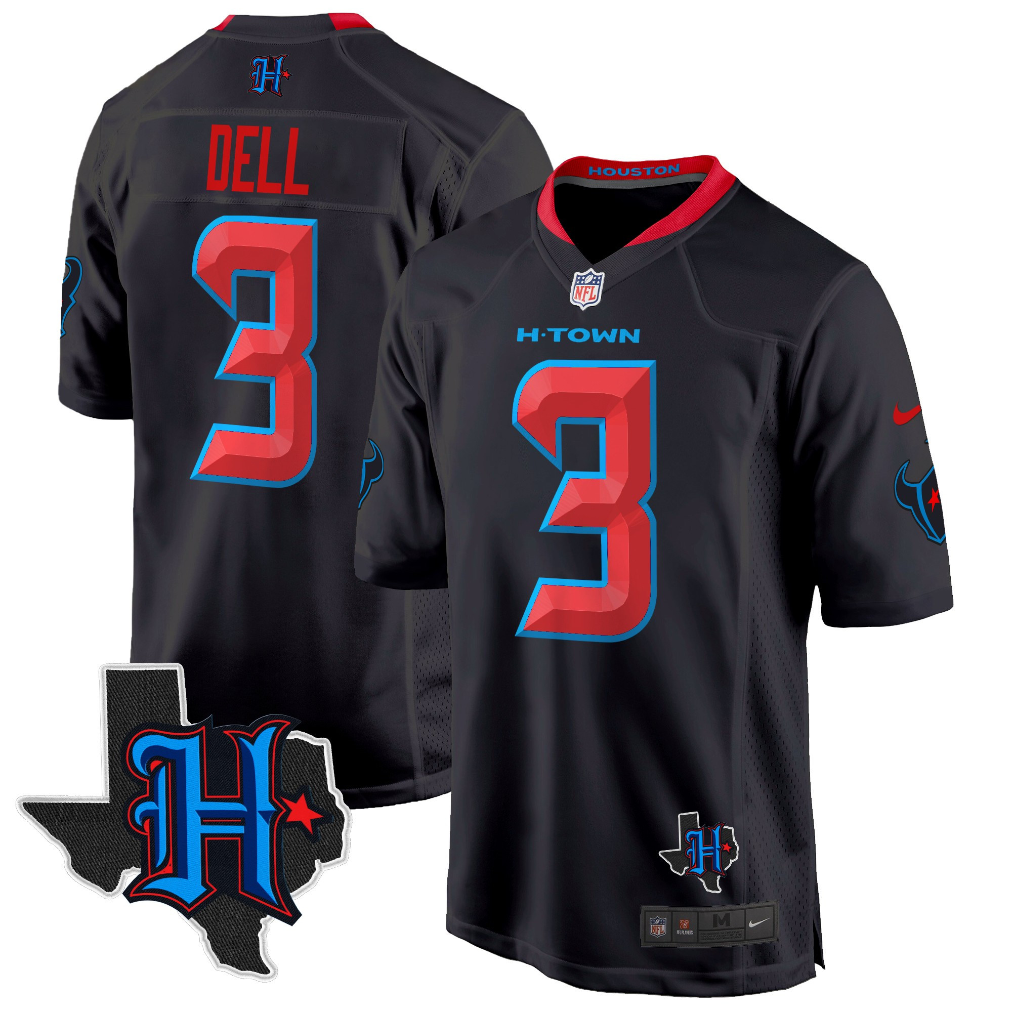Men's Tank Dell Houston Texans 2024 Texas Patch Game Navy Limited Jersey - All Stitched