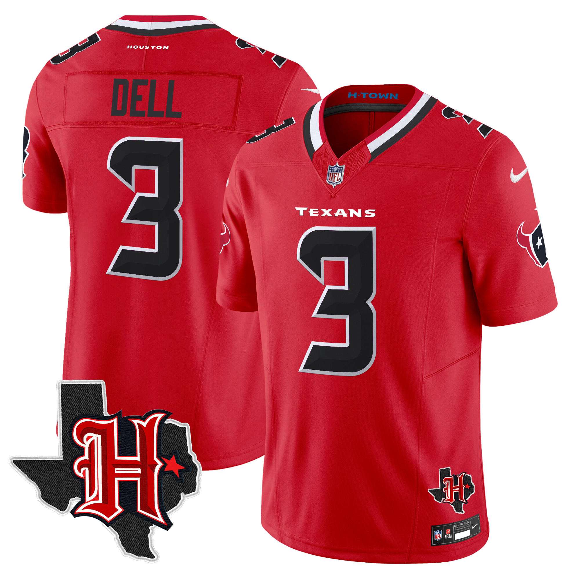 Men's Tank Dell Houston Texans 2024 Texas Patch Vapor Limited Red Jersey - All Stitched