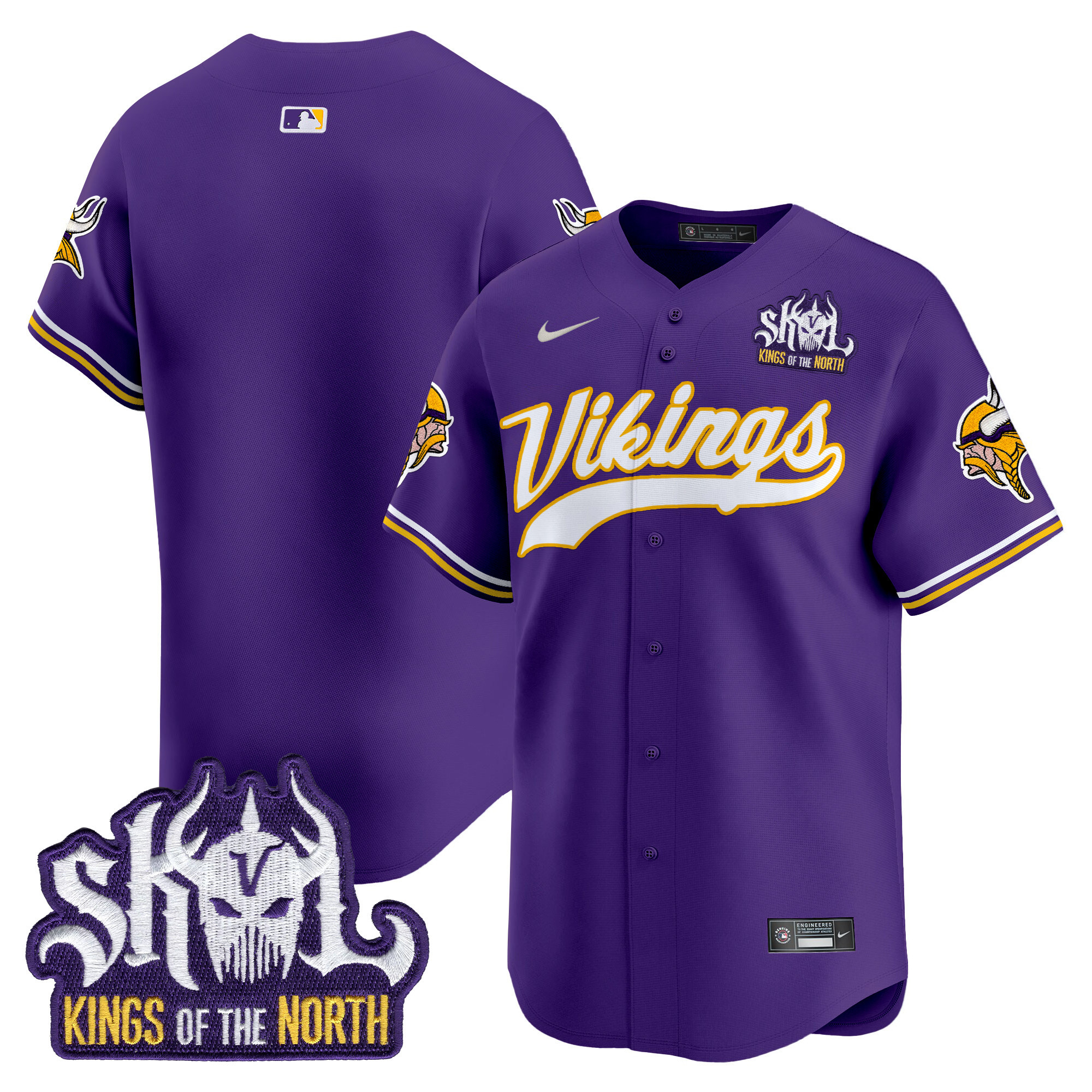 Men's Team Minnesota Vikings Kings Of The North Patch Vapor Premier Limited Purple Jersey - All Stitched