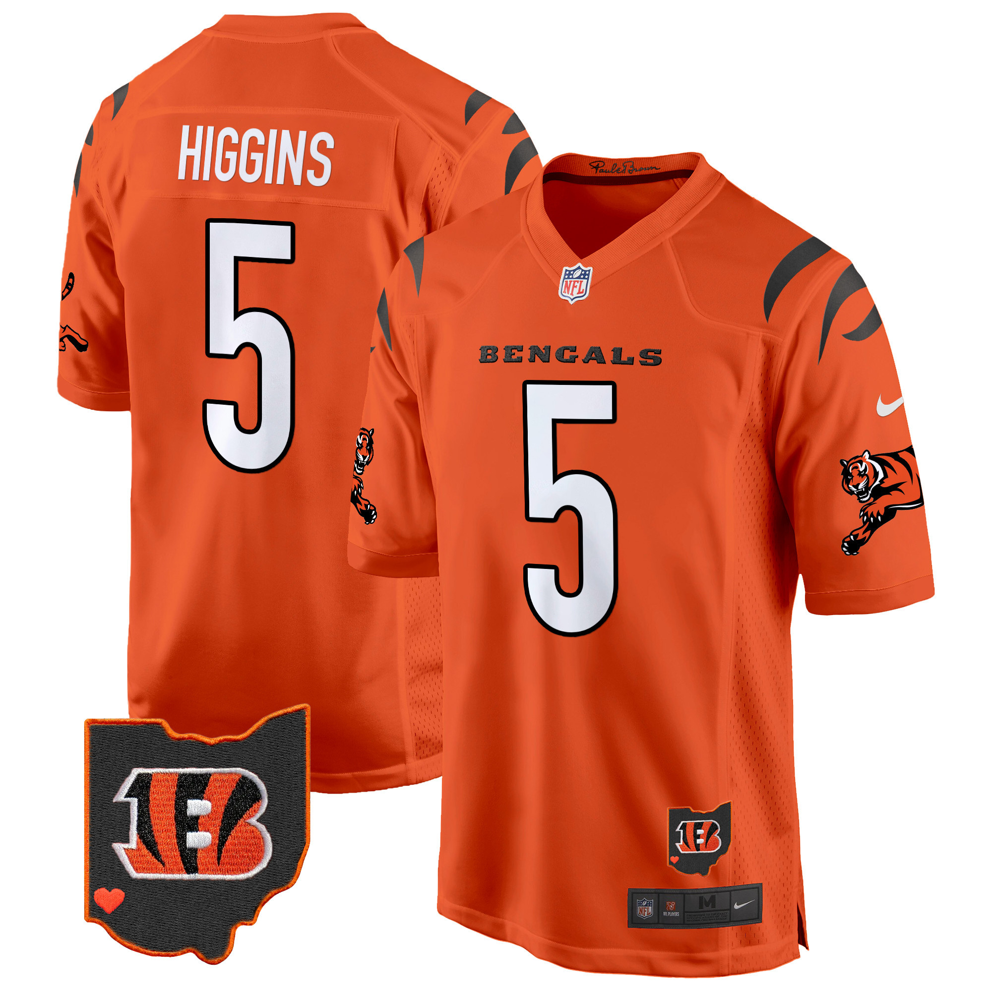 Men's Tee Higgins Cincinnati Bengals 2024 Game Orange Jersey - All Stitched